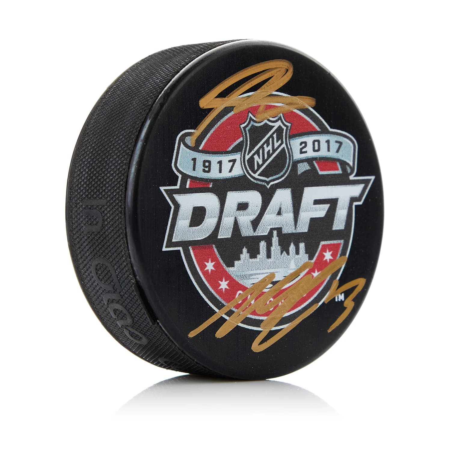 Nico Hischier & Nolan Patrick Signed 2017 NHL Entry Draft Puck Nico Hischier Puck nolan-patrick-2017-nhl-entry-draft, supplier stock photo