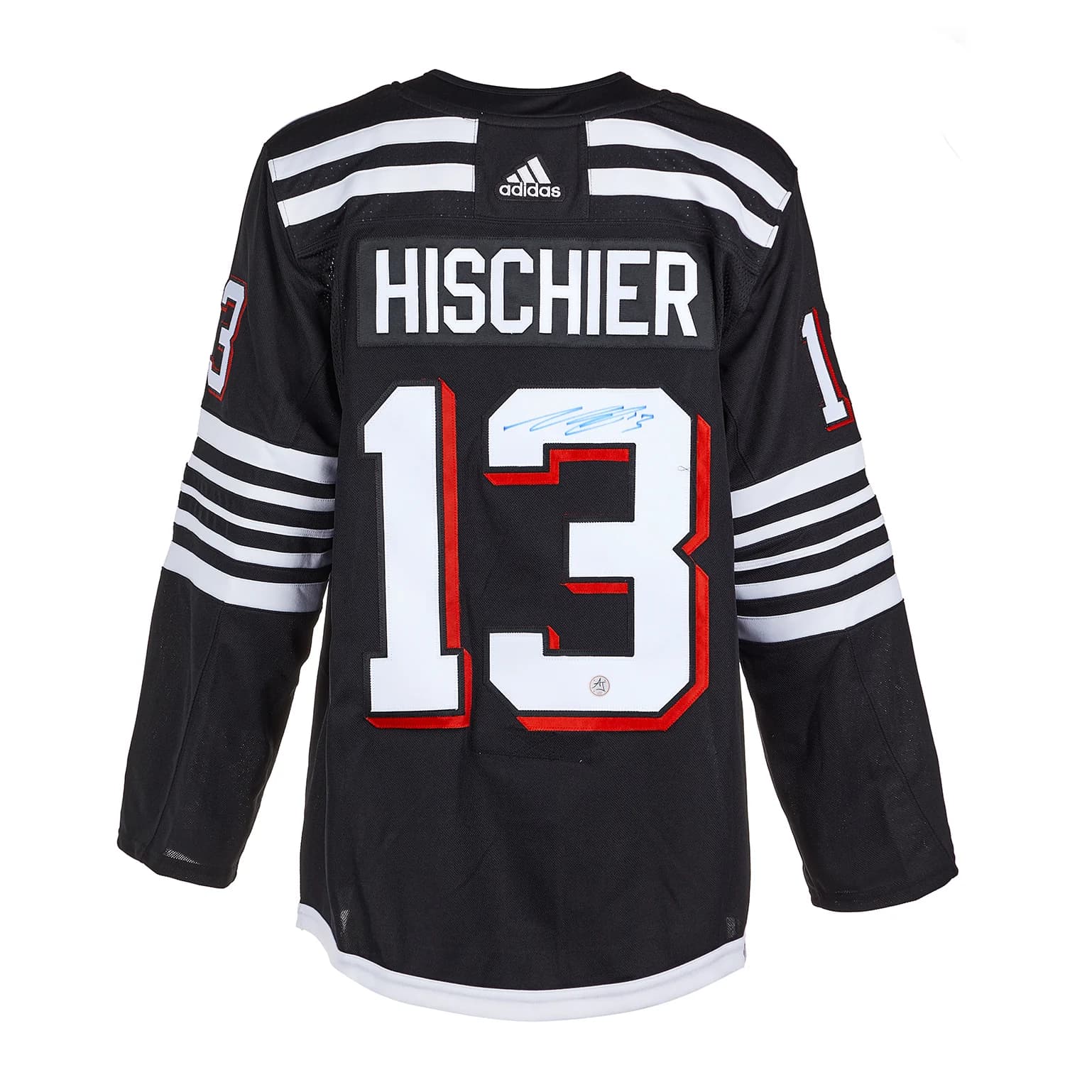 Nico Hischier Signed New Jersey Devils Alternate adidas Jersey Nico Hischier Jersey alternate-adidas, New Jersey Devils, supplier stock photo