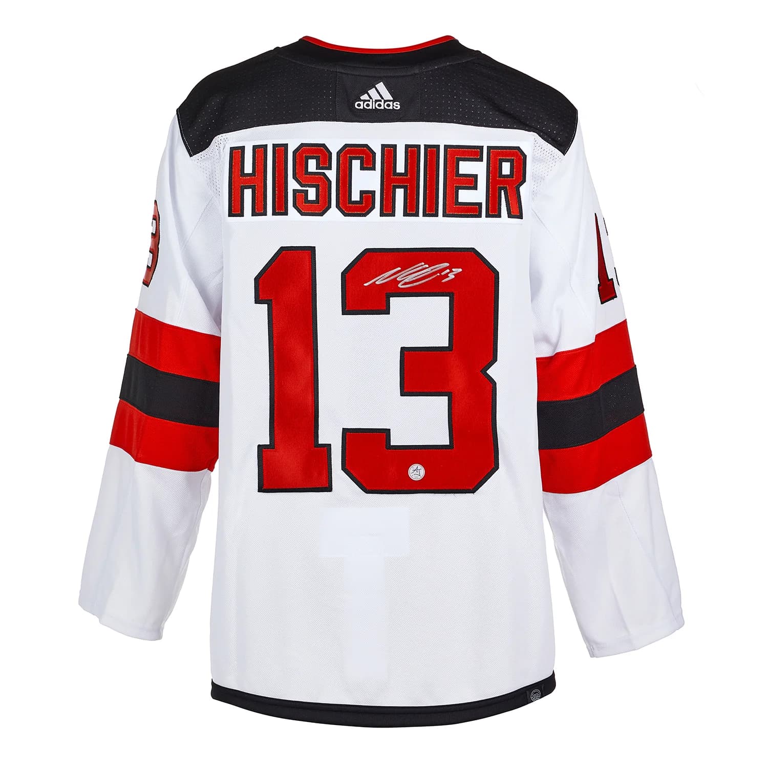 Nico Hischier Signed New Jersey Devils White adidas Jersey Nico Hischier Jersey white-adidas, New Jersey Devils, supplier stock photo