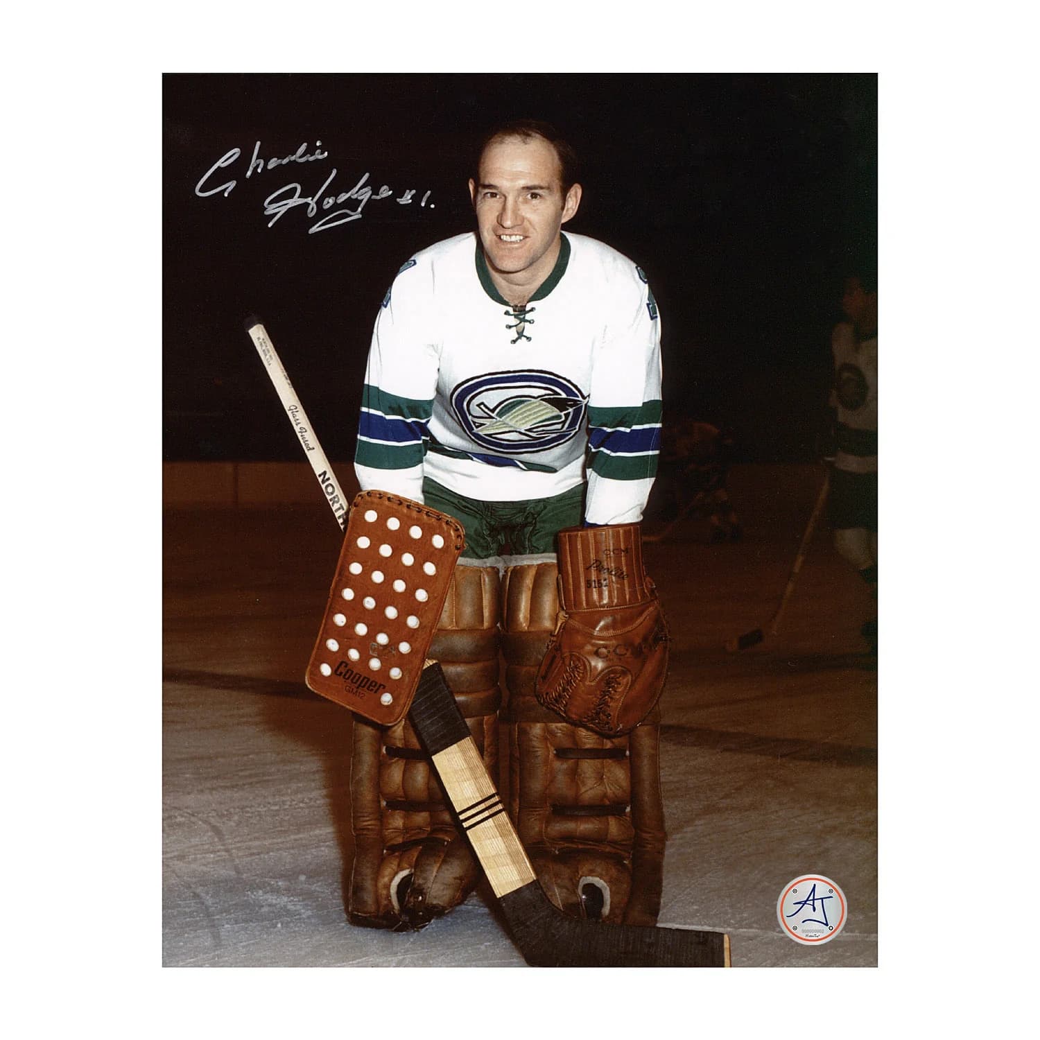 Charlie Hodge Oakland Seals Autographed Goalie 8x10 Photo Charlie Hodge Photo 8x10-oakland-seals-goalie, supplier stock photo