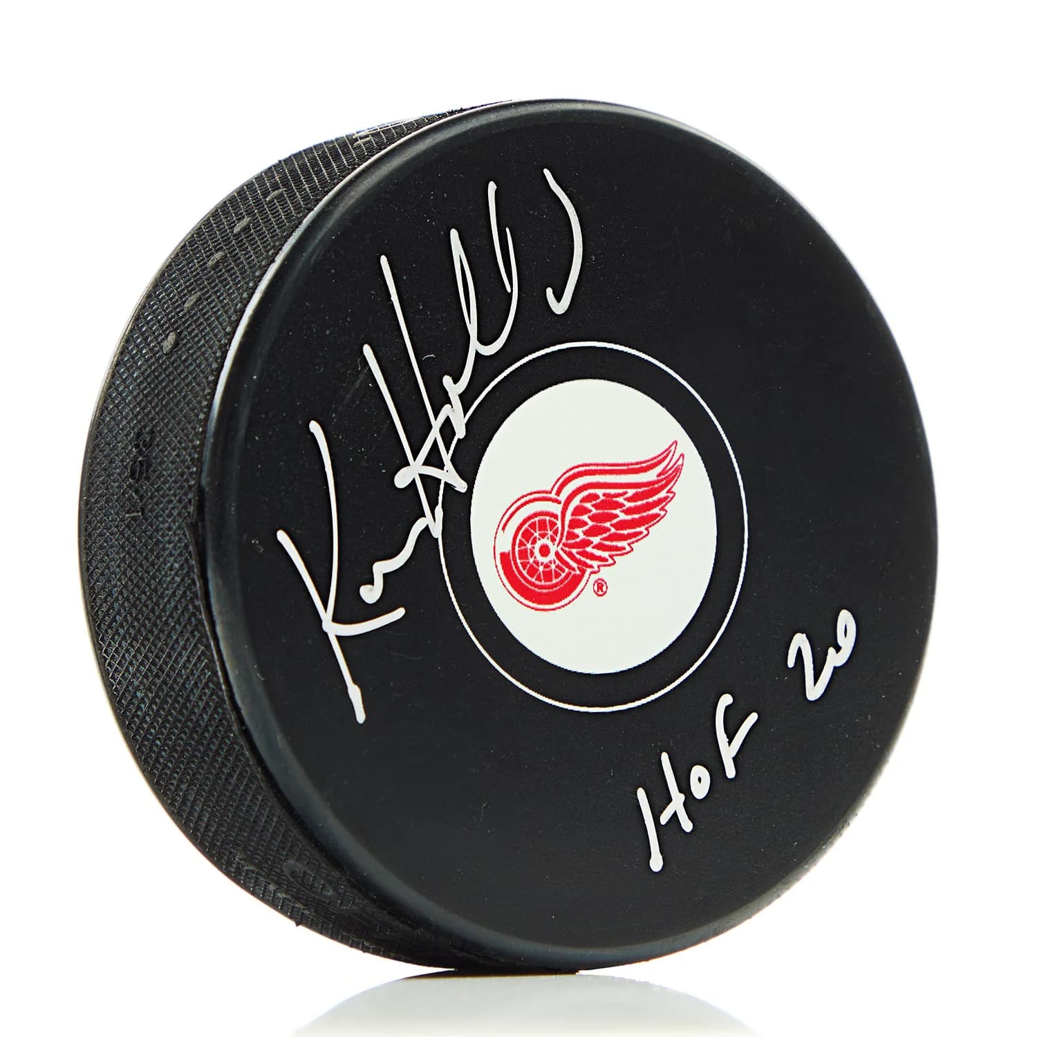 Ken Holland Signed Detroit Red Wings Hockey Puck with HOF Note Ken Holland Puck hockey-hof-note, Detroit Red Wings, supplier stock photo