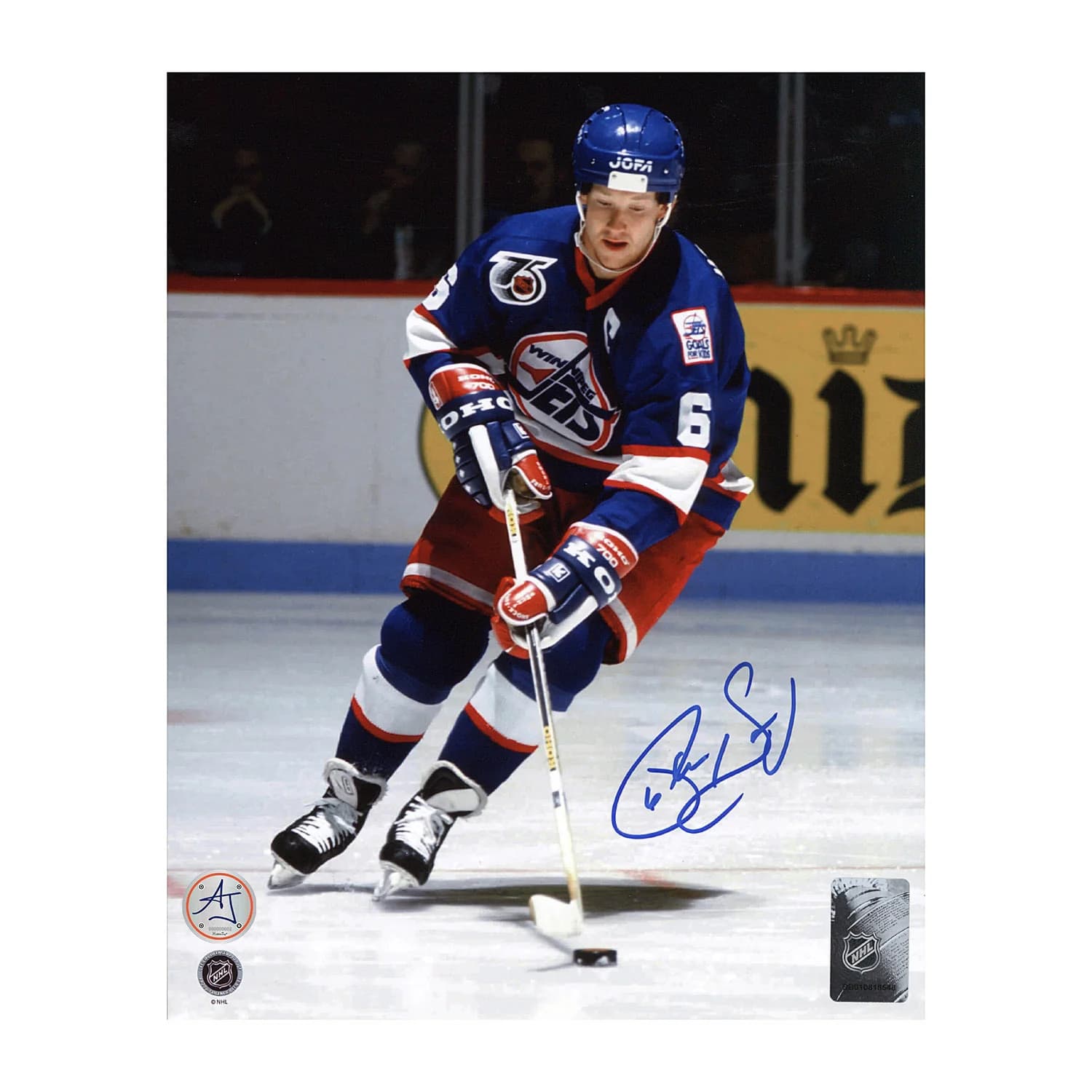 Phil Housley Autographed Winnipeg Jets Game Action 8x10 Photo Phil Housley Photo 8x10-game-action, Winnipeg Jets, supplier stock photo