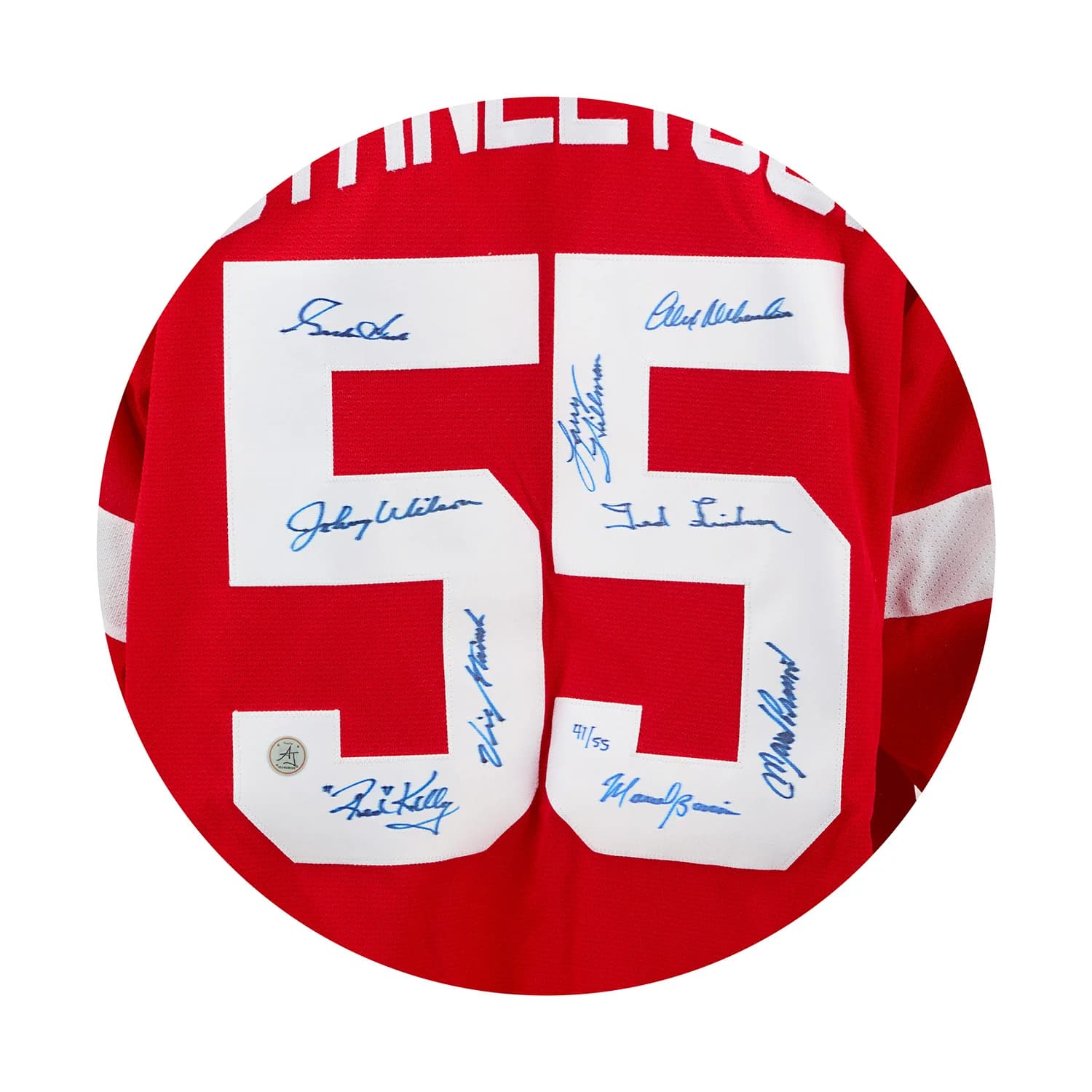 Detroit Red Wings 1955 Stanley Cup Team Signed Vintage CCM Jersey #41/55 Jersey 1955-stanley-cup-team-vintage-ccm, Detroit Red Wings, view 3, supplier stock photo