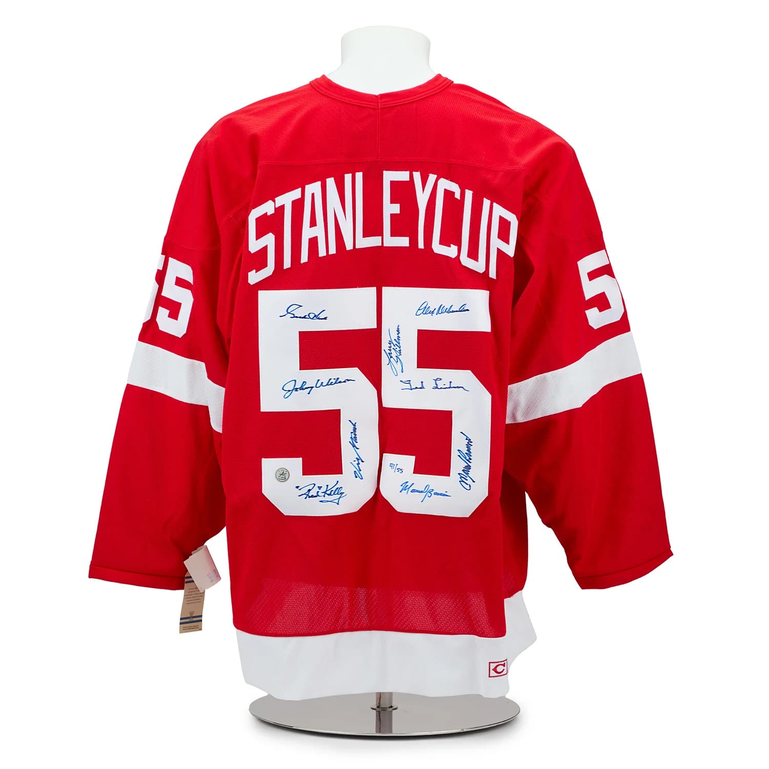 Detroit Red Wings 1955 Stanley Cup Team Signed Vintage CCM Jersey #41/55 Jersey 1955-stanley-cup-team-vintage-ccm, Detroit Red Wings, supplier stock photo