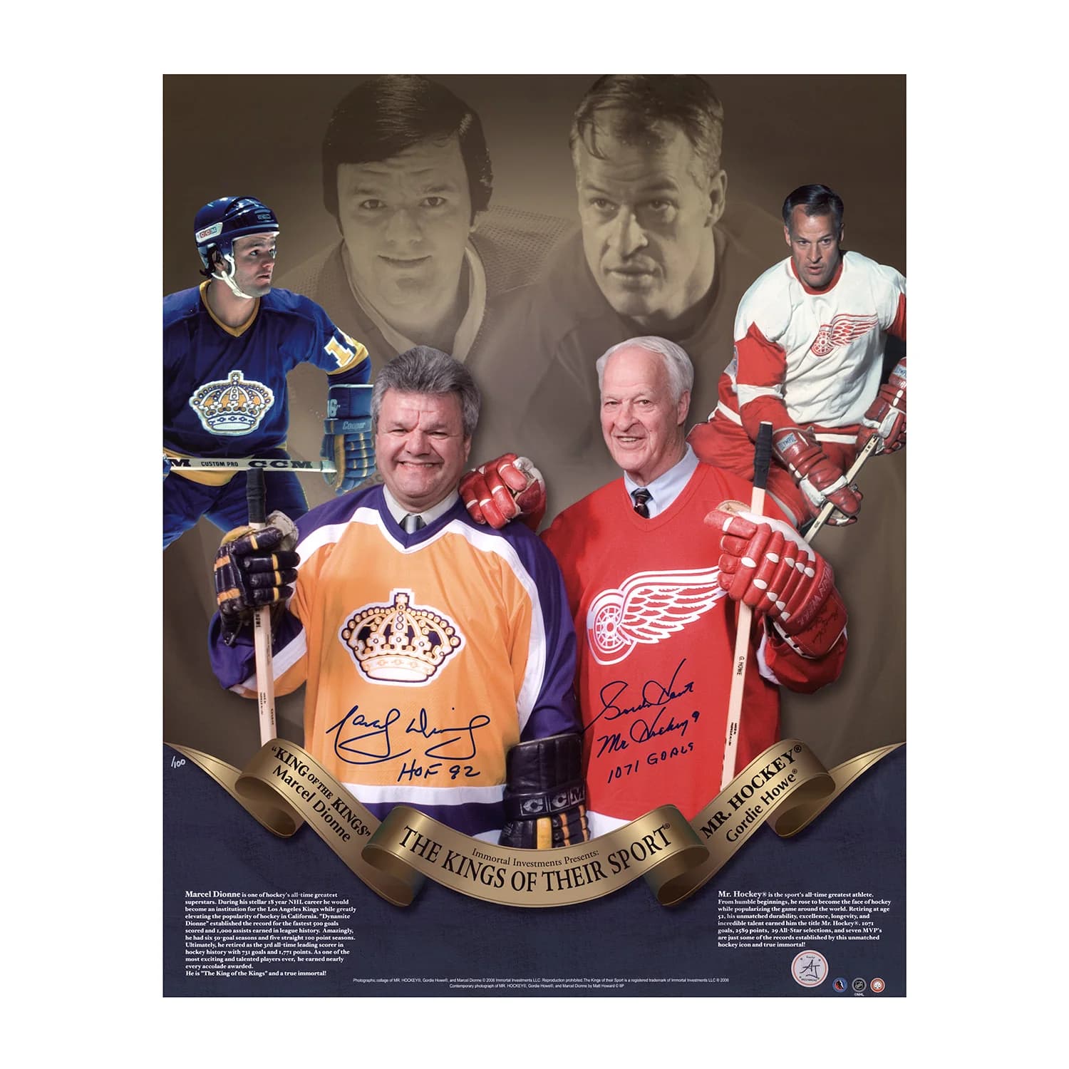 Gordie Howe & Marcel Dionne Dual Signed Hockey Kings Collage 16x20 Photo #/100 Gordie Howe Photo 16x20-marcel-dionne-dual-hockey-kings-collage, supplier stock photo