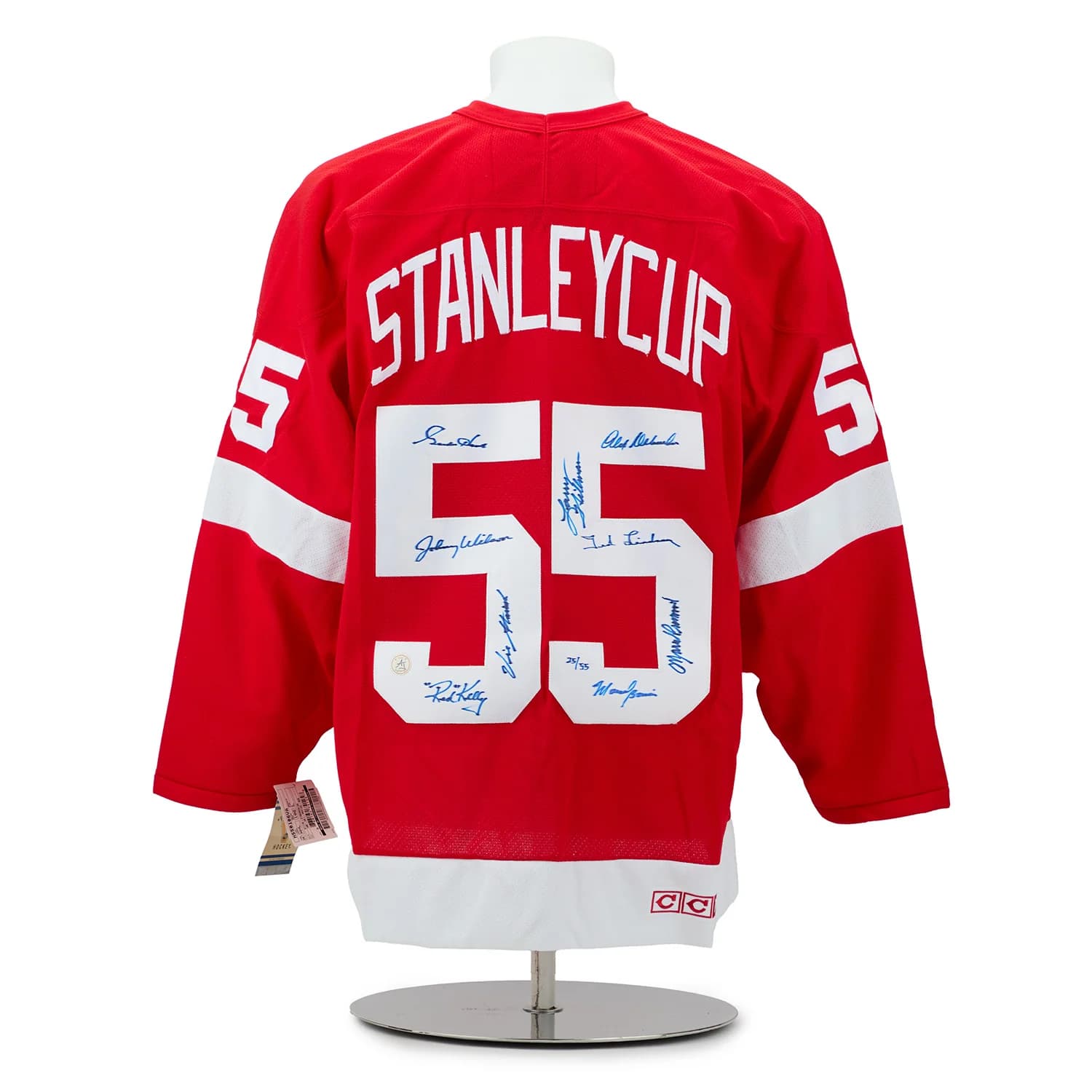 Detroit Red Wings 1955 Stanley Cup Team Signed Vintage CCM Jersey #25/55 Jersey 1955-stanley-cup-team-vintage-ccm, Detroit Red Wings, supplier stock photo