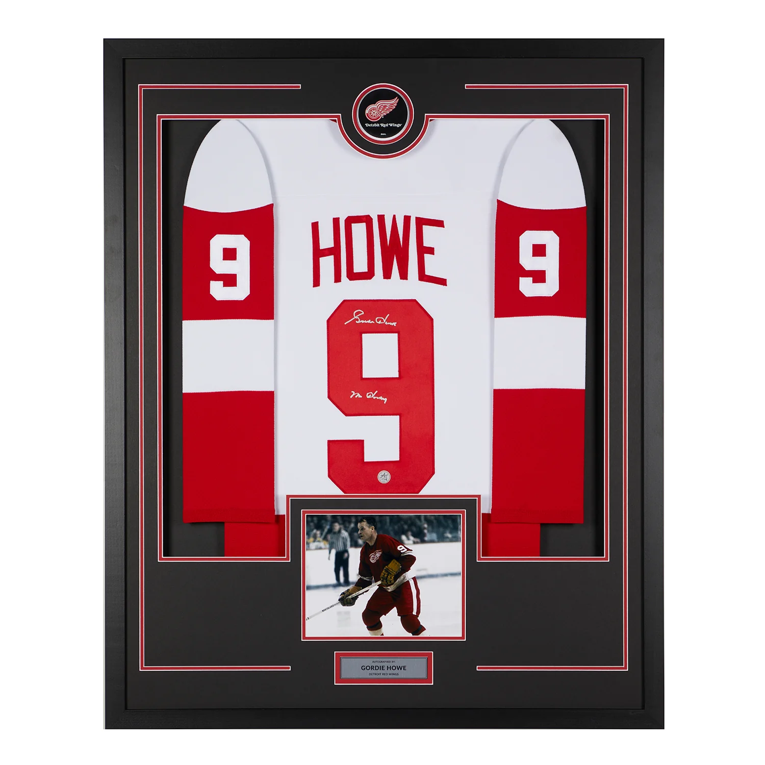 Gordie Howe Signed Detroit Red Wings Puck Logo 36x44 Jersey Frame Gordie Howe Jersey 36x44-logo-frame, Detroit Red Wings, supplier stock photo