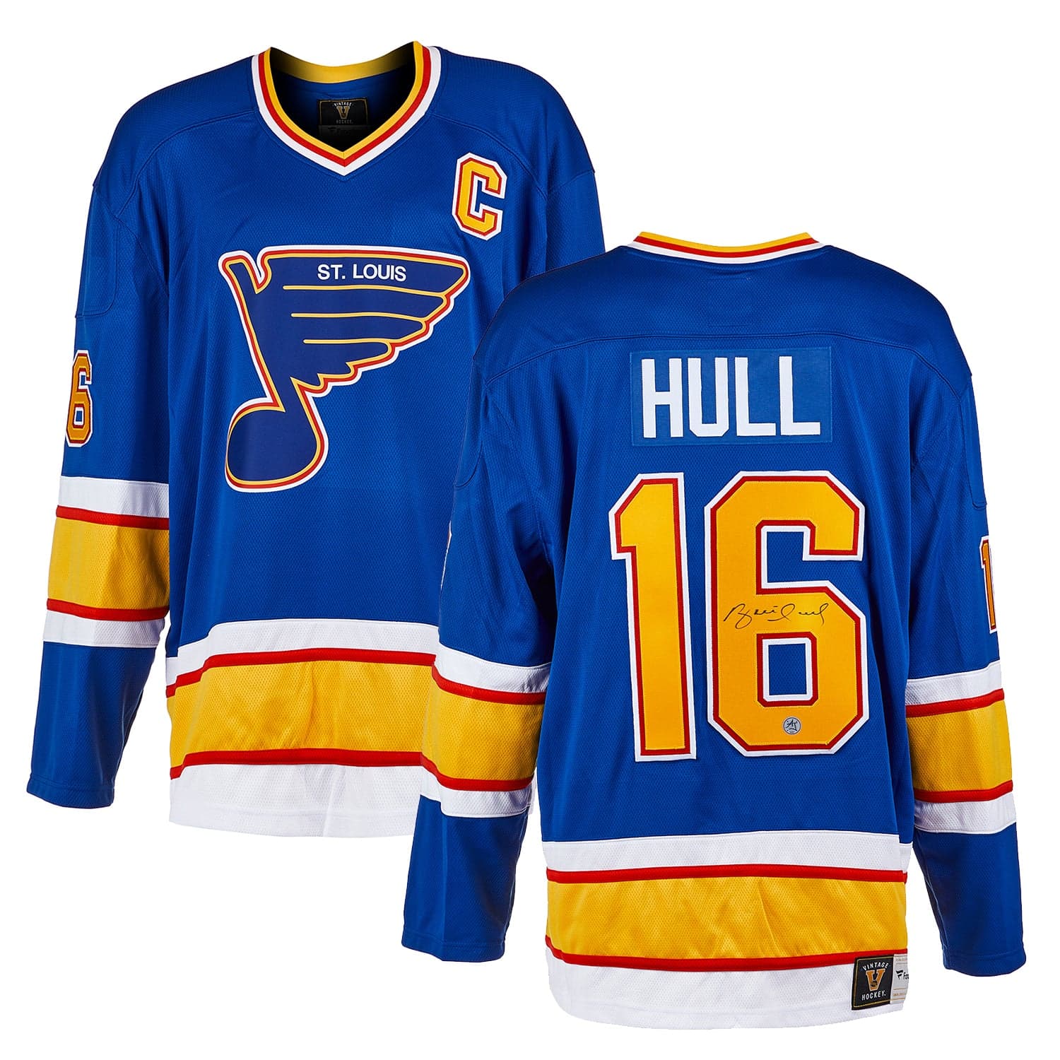 Brett Hull Autographed St Louis Blues Throwback Breakaway Jersey Brett Hull Jersey throwback-breakaway, St. Louis Blues, view 3, supplier stock photo