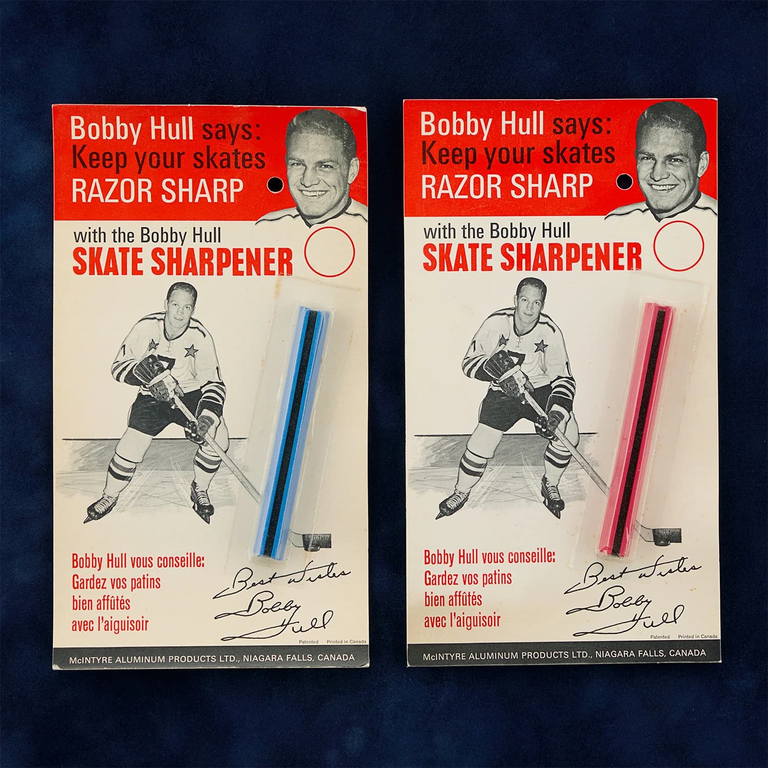Lot of 2 Bobby Hull 1969 Vintage Blue & Red Skate Sharpeners Bobby Hull Other lot-2-bobby-hull-1969-vintage, supplier stock photo