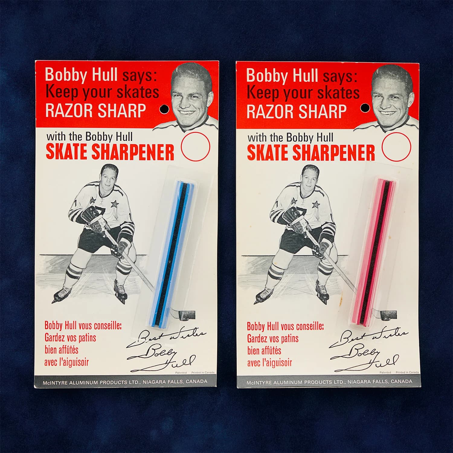 Lot of 2 Bobby Hull 1969 Vintage Blue & Red Skate Sharpeners Bobby Hull Other lot-2-bobby-hull-1969-vintage, supplier stock photo