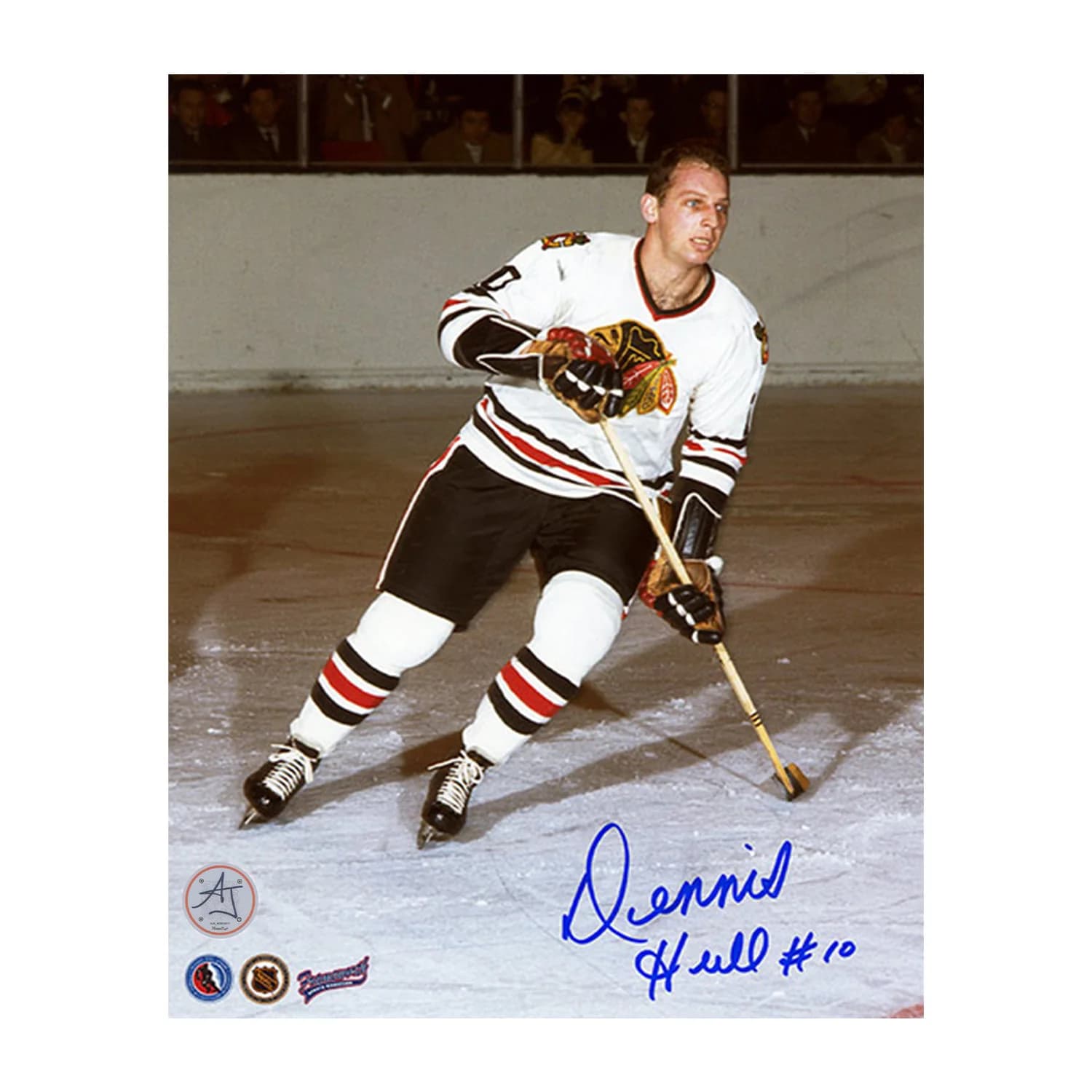 Dennis Hull Signed Chicago Blackhawks Game Action 8x10 Photo Dennis Hull Photo 8x10-game-action, Chicago Blackhawks, supplier stock photo