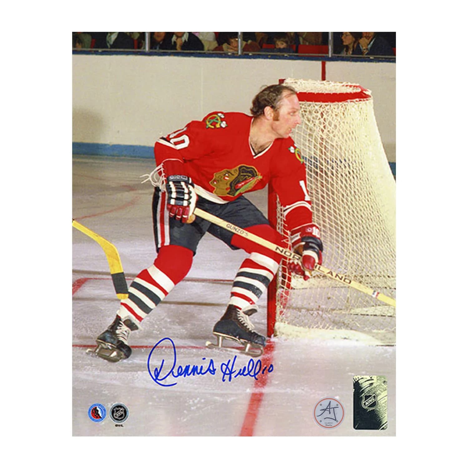 Dennis Hull Autographed Chicago Blackhawks Game Action 8x10 Photo Dennis Hull Photo 8x10-game-action, Chicago Blackhawks, supplier stock photo
