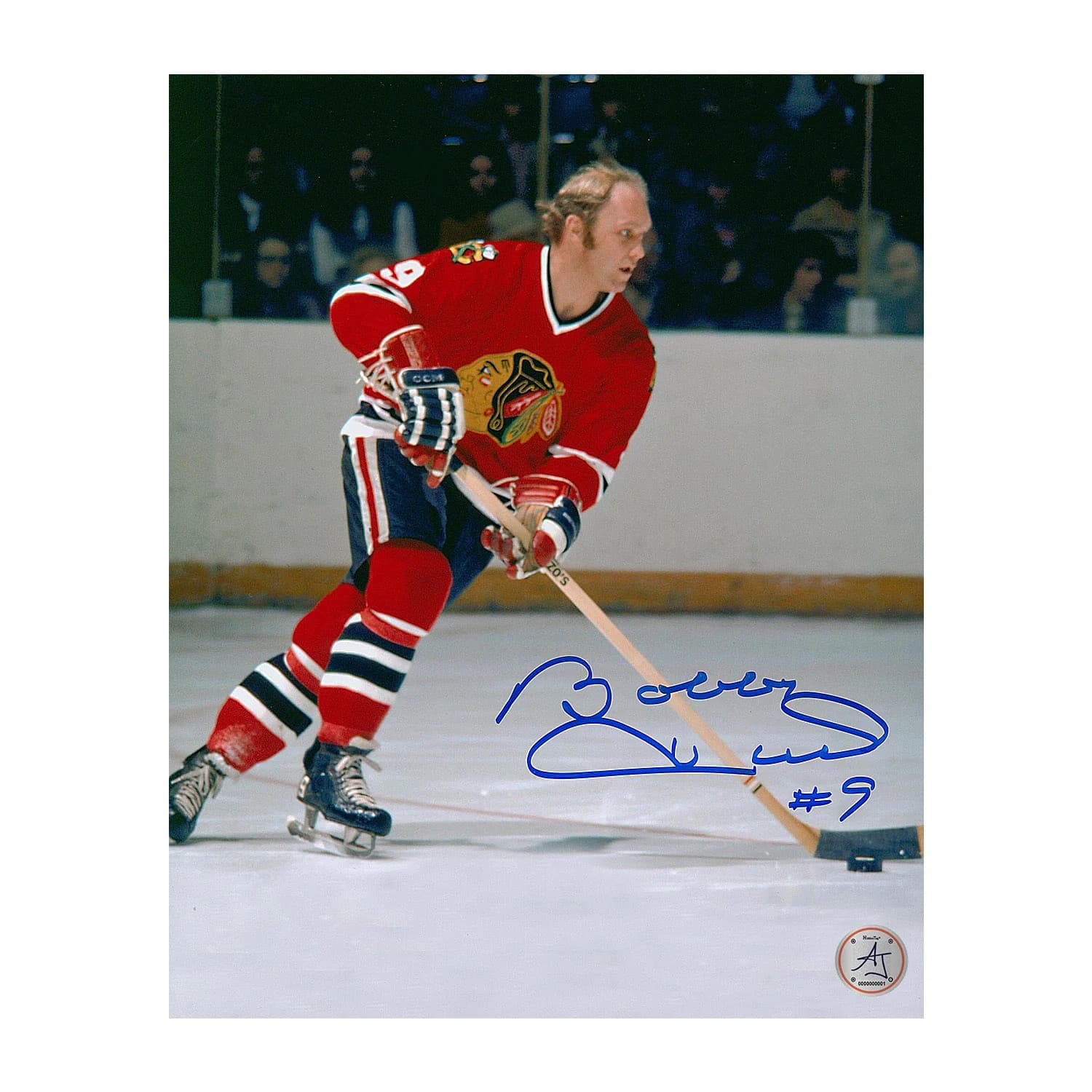 Bobby Hull Autographed Chicago Blackhawks Game Action 8x10 Photo Bobby Hull Photo 8x10-game-action, Chicago Blackhawks, supplier stock photo