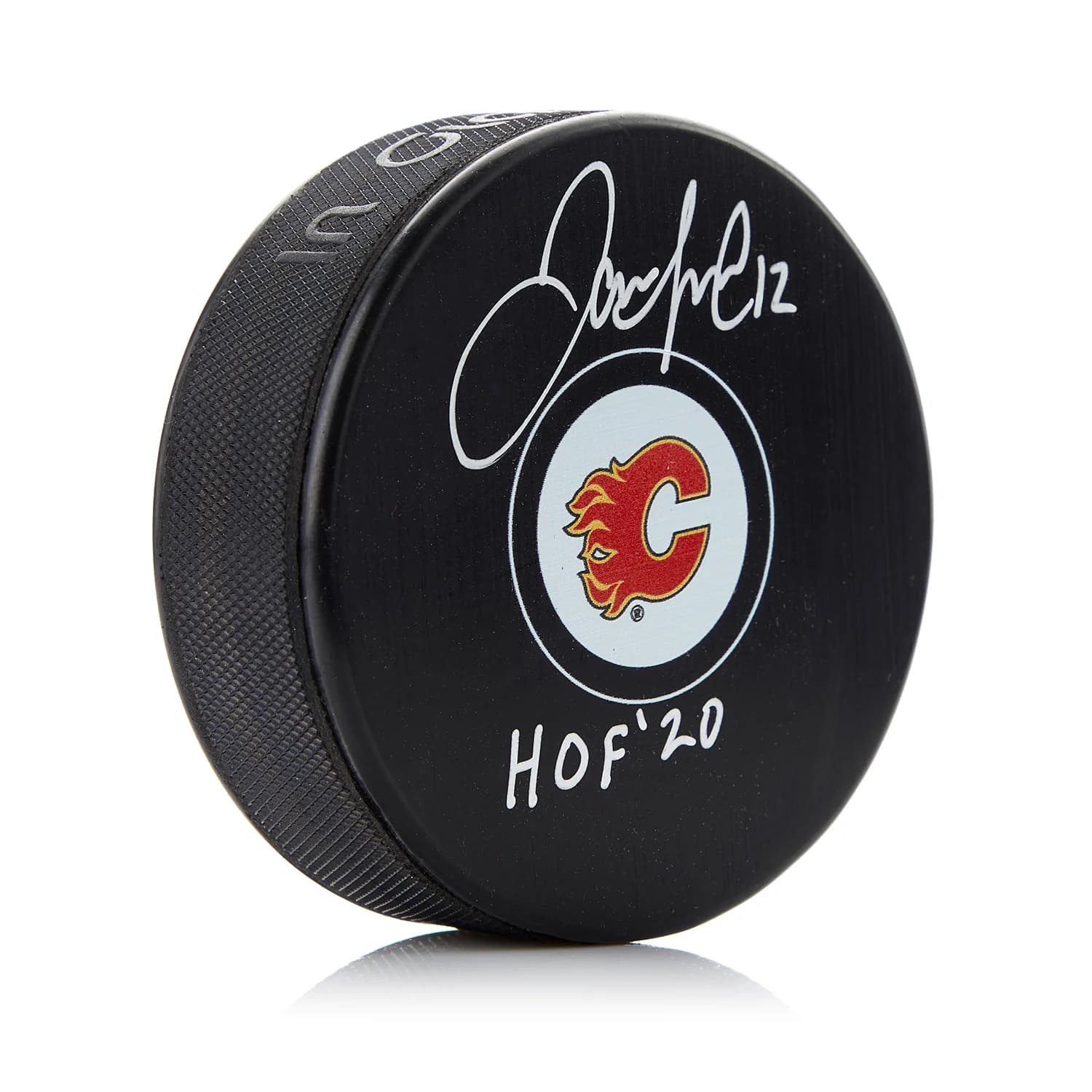 Jarome Iginla Signed Calgary Flames Hockey Puck with HOF Note Jarome Iginla Puck hockey-hof-note, Calgary Flames, supplier stock photo