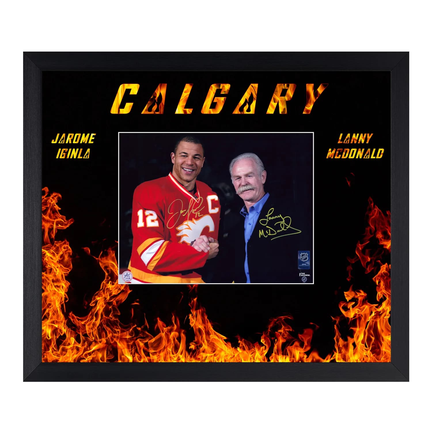 Jarome Iginla & Lanny McDonald Signed Calgary Flames Fire Graphic 23x27 Frame Jarome Iginla Other 23x27-lanny-mcdonald-fire-graphic-frame, Calgary Flames, supplier stock photo