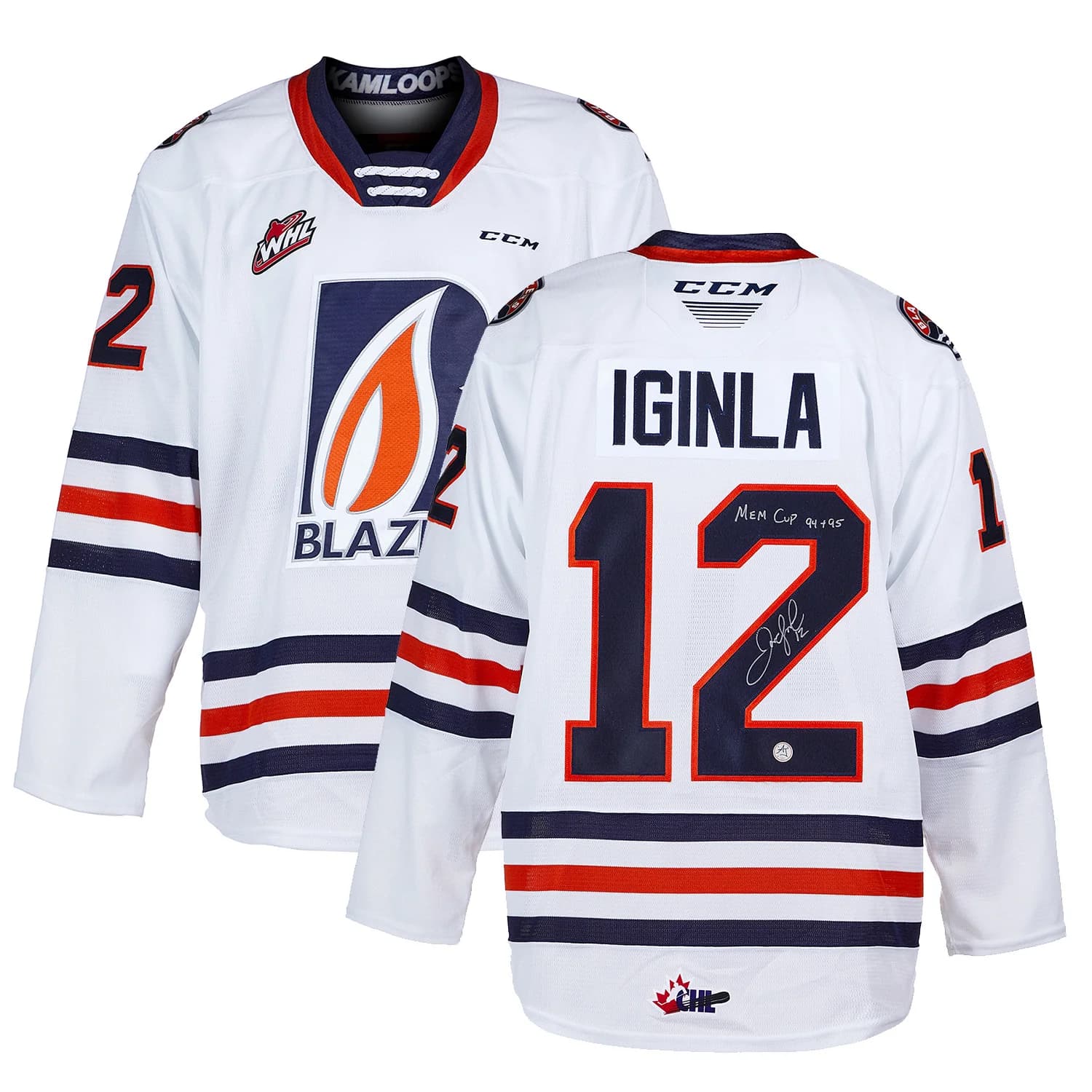 Jarome Iginla Signed Kamloops Blazers CCM CHL Hockey Jersey with Mem Cups Note Jarome Iginla Jersey kamloops-ccm-chl-hockey-mem-cups, Portland Trail Blazers, view 3, supplier stock photo