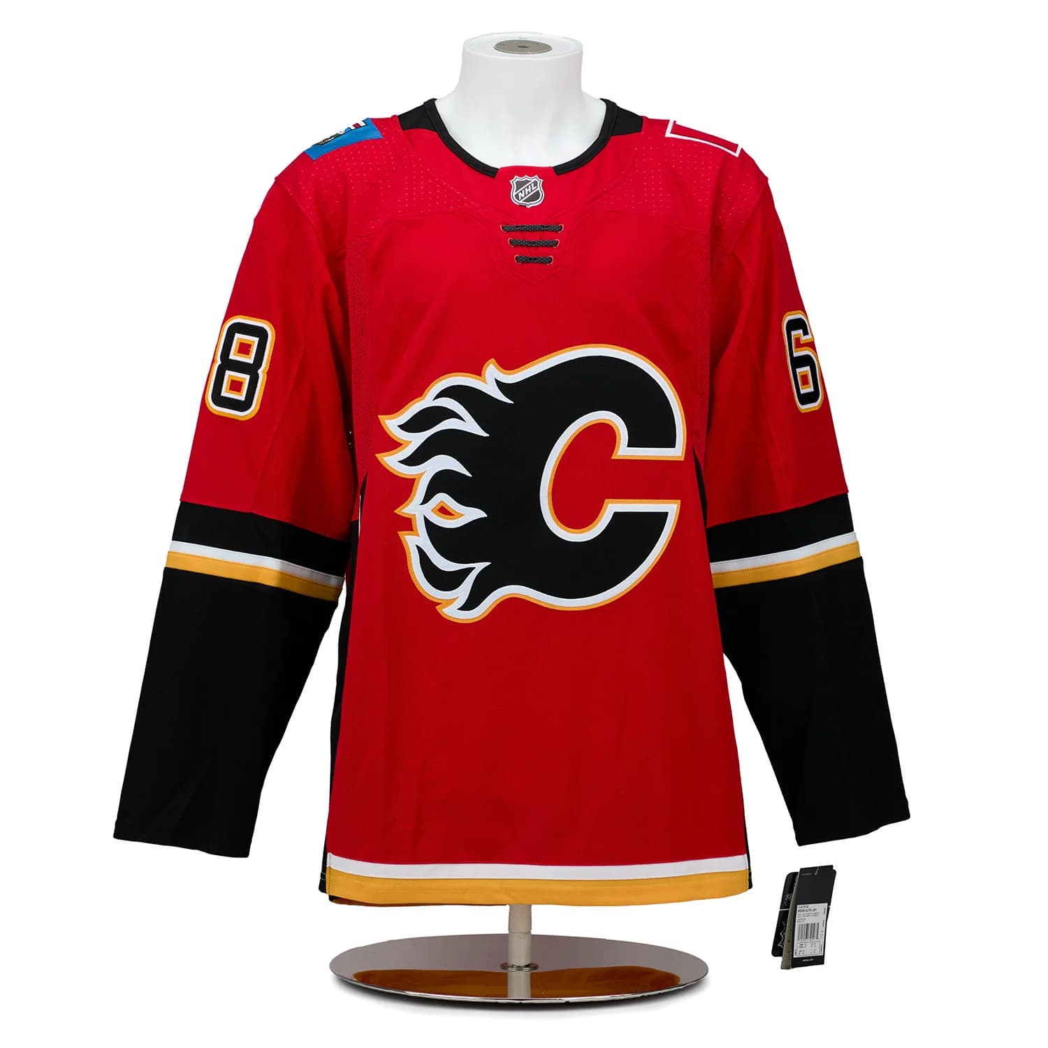 Jaromir Jagr Calgary Flames Signed & Dated Final NHL Game adidas Jersey #6/68 Jaromir Jagr Jersey jaromir-jagr-calgary-flames-dated-final, Calgary Flames, view 2, supplier stock photo