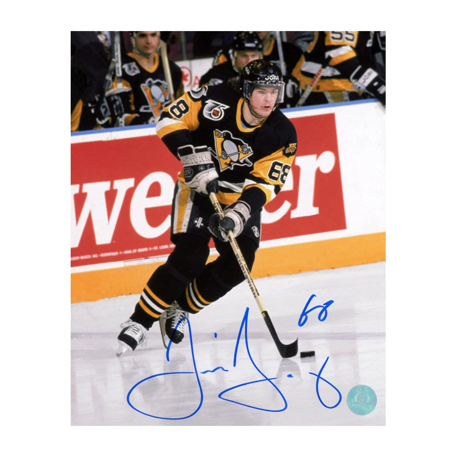Jaromir Jagr Autographed Pittsburgh Penguins Puck Rush 8x10 Photo Jaromir Jagr Puck 8x10-rush, Pittsburgh Penguins, supplier stock photo