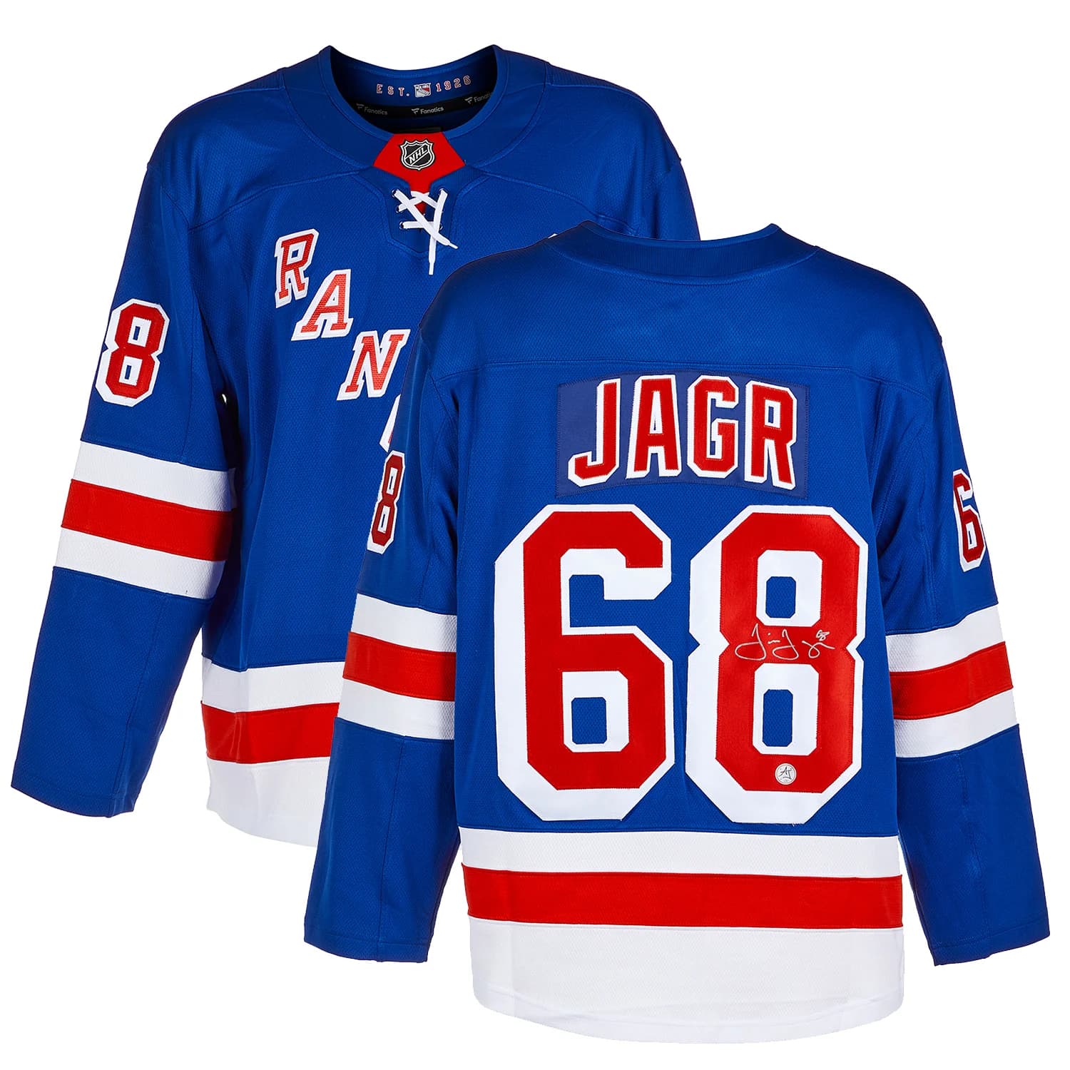 Jaromir Jagr Autographed New York Rangers Fanatics Breakaway Jersey Jaromir Jagr Jersey breakaway, New York Rangers, view 3, supplier stock photo
