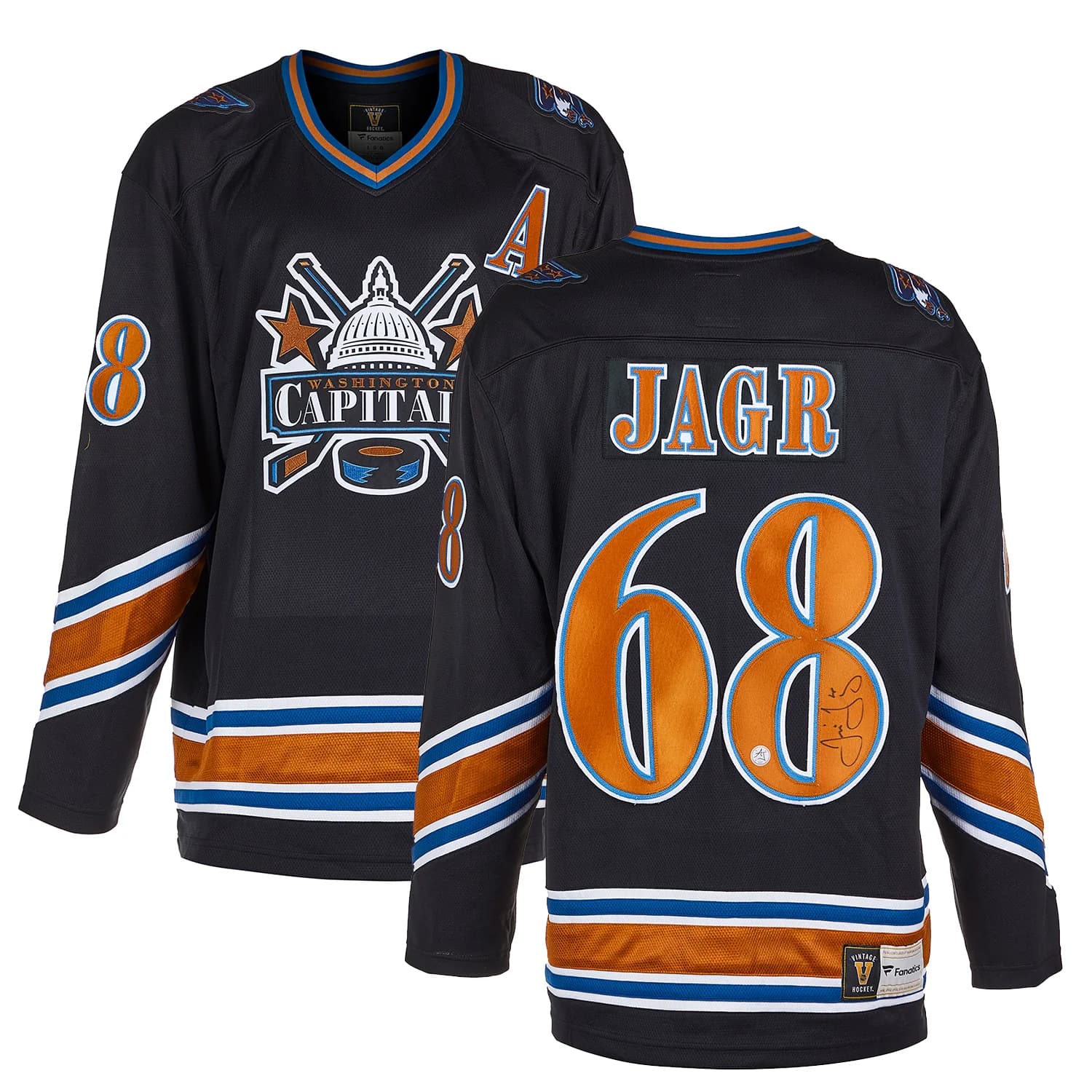 Jaromir Jagr Signed Washington Capitals Throwback Breakaway Jersey Jaromir Jagr Jersey throwback-breakaway, Washington Capitals, view 3, supplier stock photo
