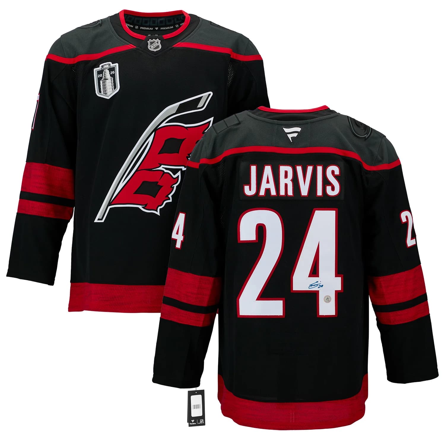 Seth Jarvis Carolina Hurricanes Signed 2026 Stanley Cup Fanatics Jersey Seth Jarvis Jersey seth-jarvis-carolina-hurricanes-2026-stanley, Carolina Hurricanes, view 3, supplier stock photo