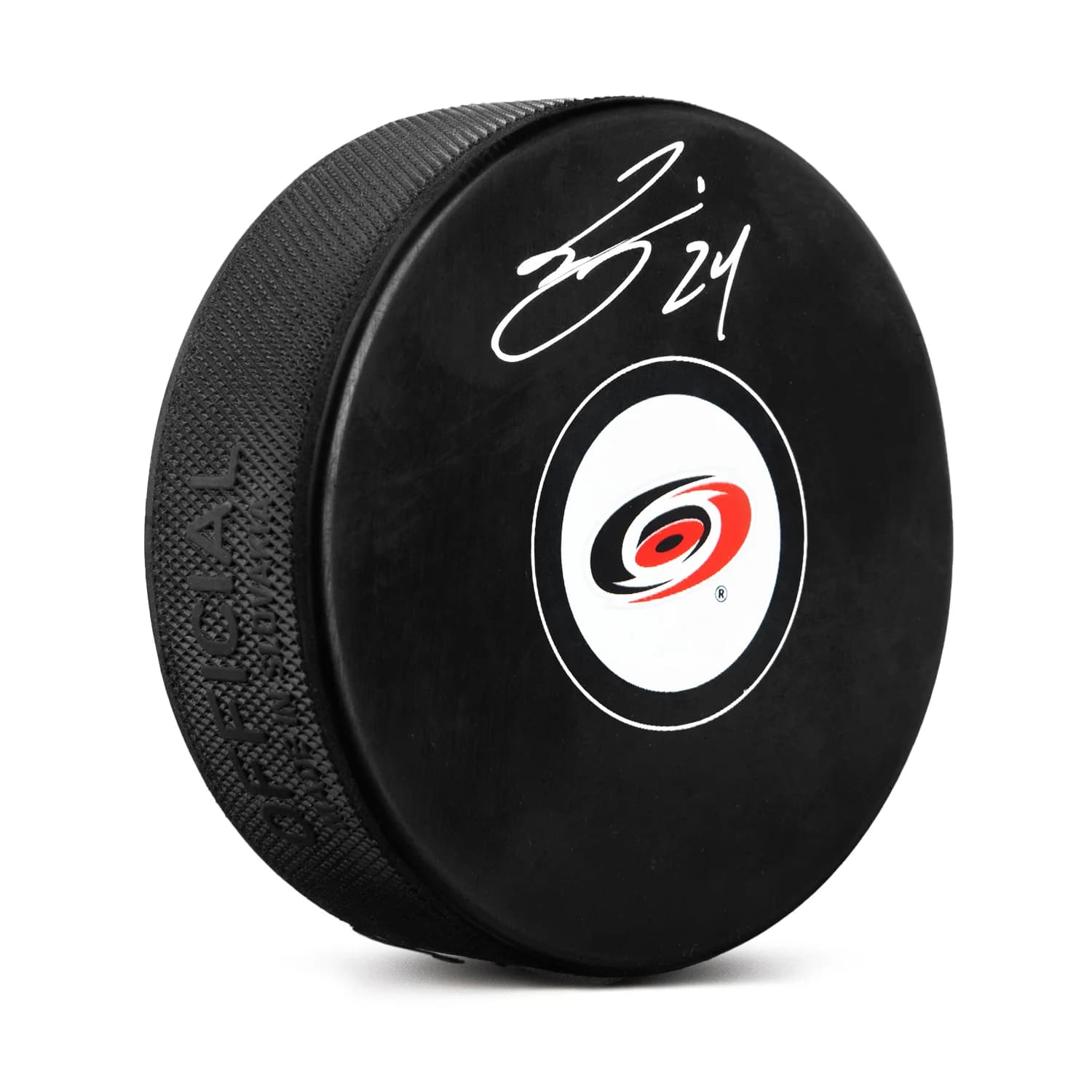 Seth Jarvis Autographed Carolina Hurricanes Hockey Puck Seth Jarvis Puck hockey, Carolina Hurricanes, supplier stock photo