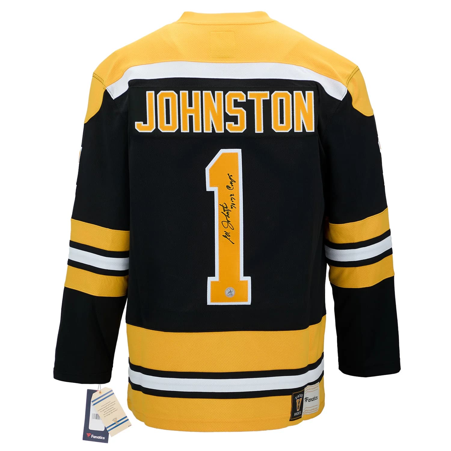 Ed Johnston Autographed Boston Bruins Fanatics Throwback Jersey Ed Johnston Jersey throwback, Boston Bruins, supplier stock photo