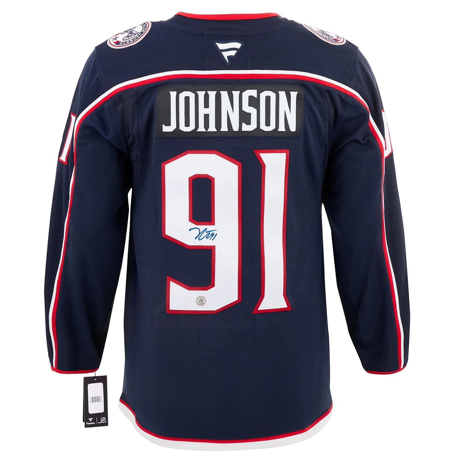 Kent Johnson Autographed Columbus Blue Jackets Fanatics Premium Jersey Kent Johnson Jersey premium, Columbus Blue Jackets, supplier stock photo