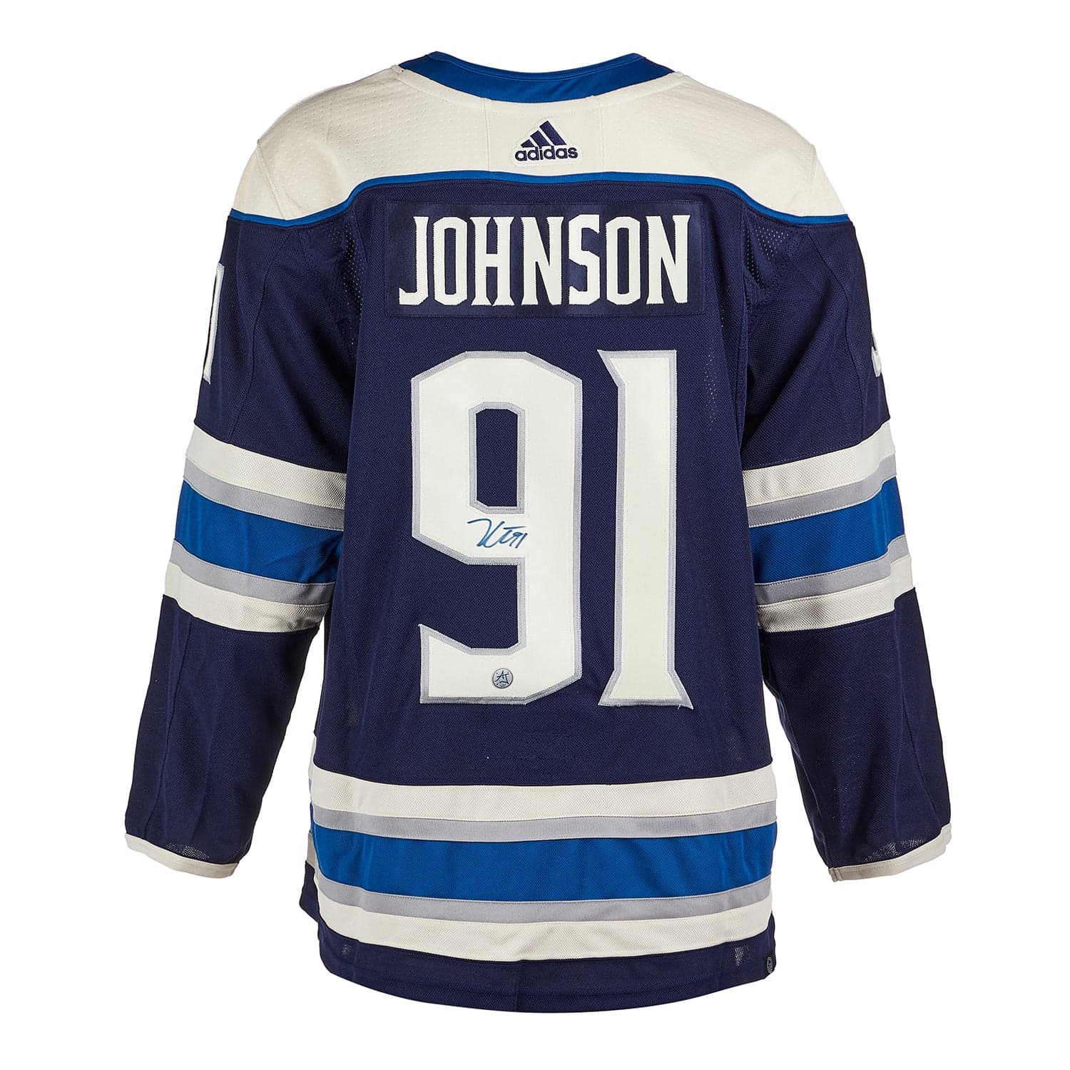Kent Johnson Signed Columbus Blue Jackets Alternate adidas Jersey Kent Johnson Jersey alternate-adidas, Columbus Blue Jackets, supplier stock photo