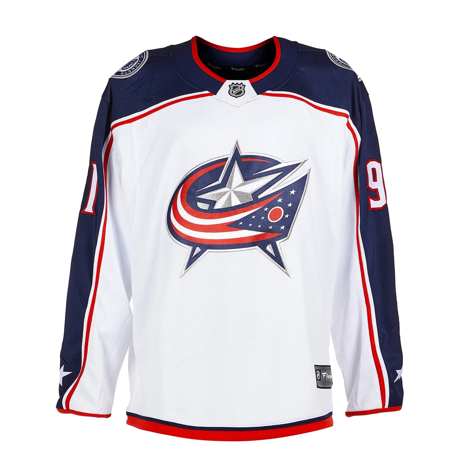 Kent Johnson Signed Columbus Blue Jackets White Fanatics Breakaway Jersey Kent Johnson Jersey white-breakaway, Columbus Blue Jackets, view 2, supplier stock photo