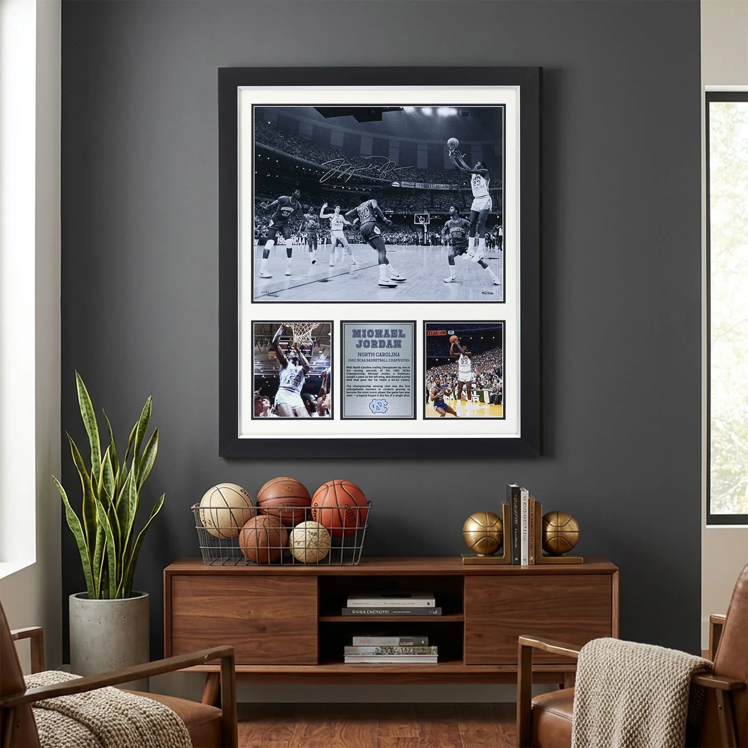 Michael Jordan Signed North Carolina 1982 NCAA Finals Winning Shot 26x32 Frame Michael Jordan Other 26x32-north-carolina-1982-ncaa-finals-winning, Chicago Bulls, view 4, supplier stock photo