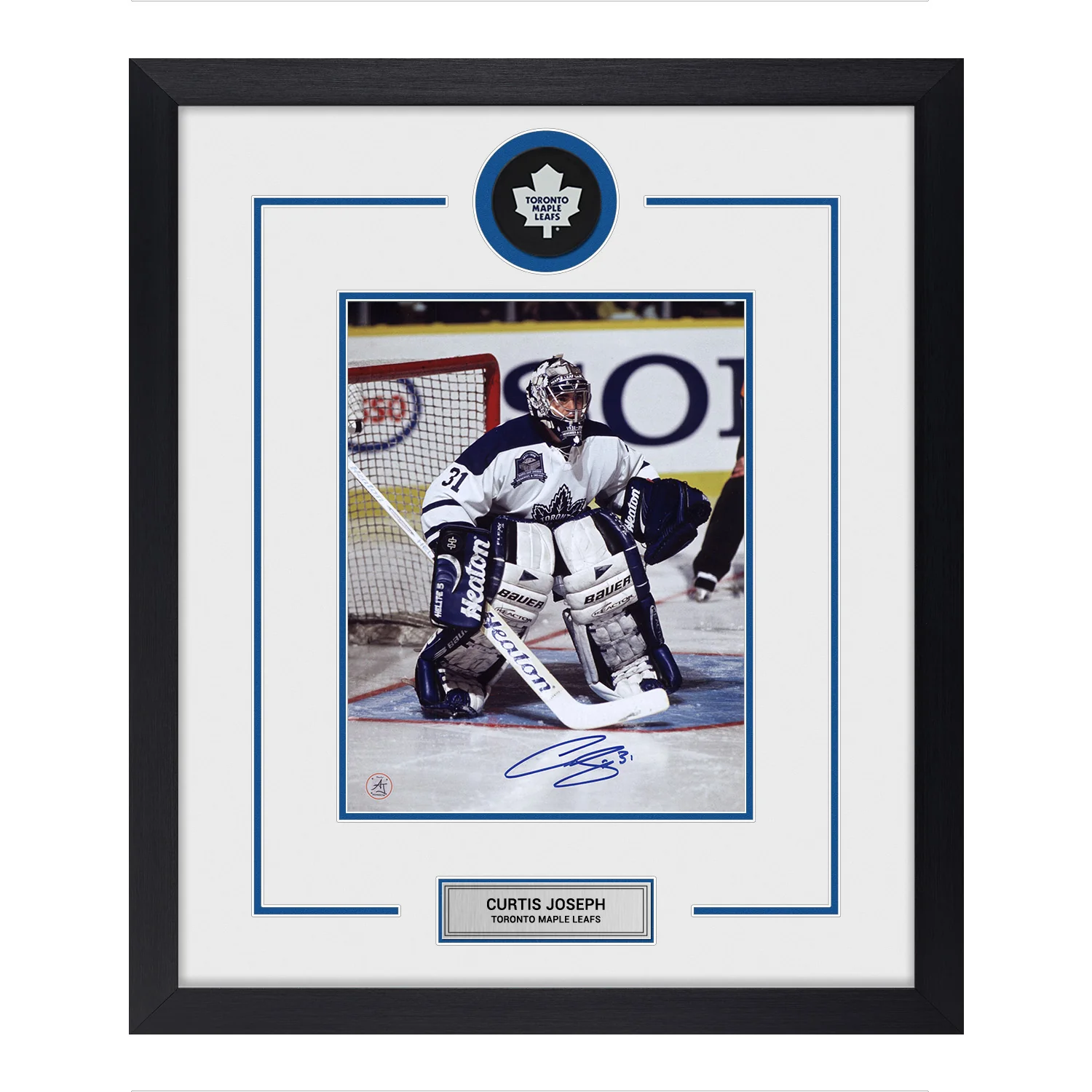 Curtis Joseph Autographed Toronto Maple Leafs Puck Logo 22x26 Frame Curtis Joseph Puck 22x26-logo-frame, Toronto Maple Leafs, supplier stock photo