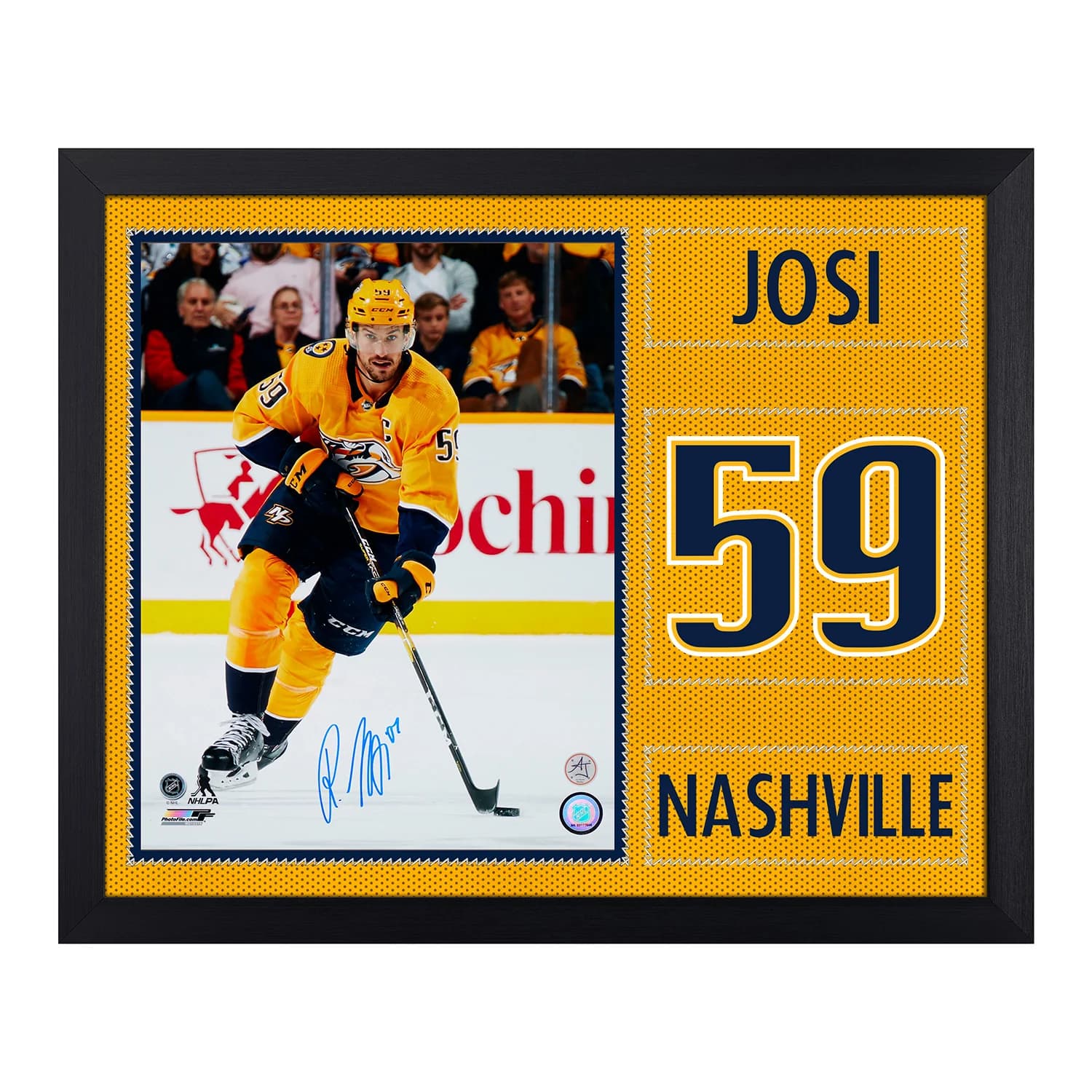 Roman Josi Autographed Nashville Predators Uniform Graphic 19x23 Frame Roman Josi Jersey 19x23-uniform-graphic-frame, Nashville Predators, supplier stock photo