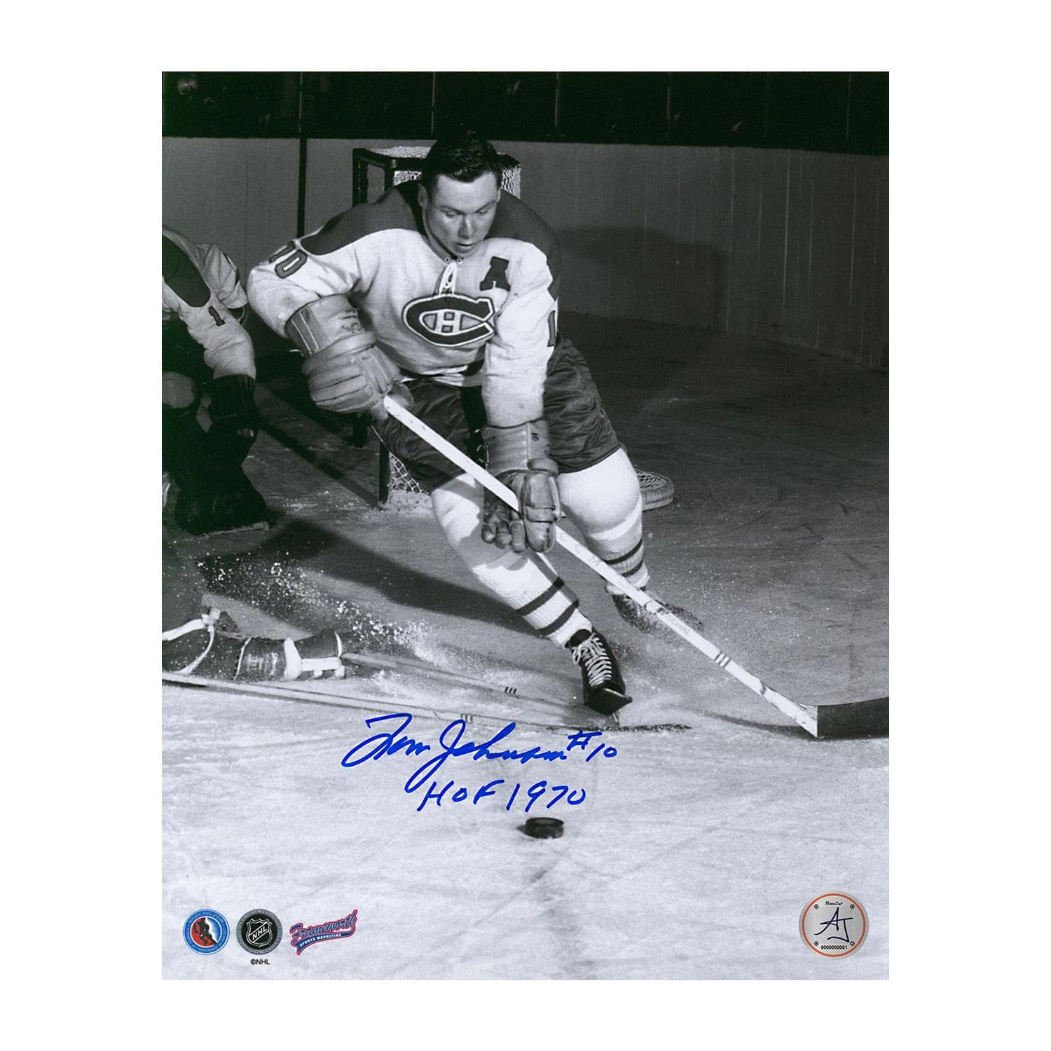 Tom Johnson Signed Montreal Canadiens Black & White 8x10 Photo with Note Tom Johnson Photo 8x10-black-white-note, Montreal Canadiens, supplier stock photo