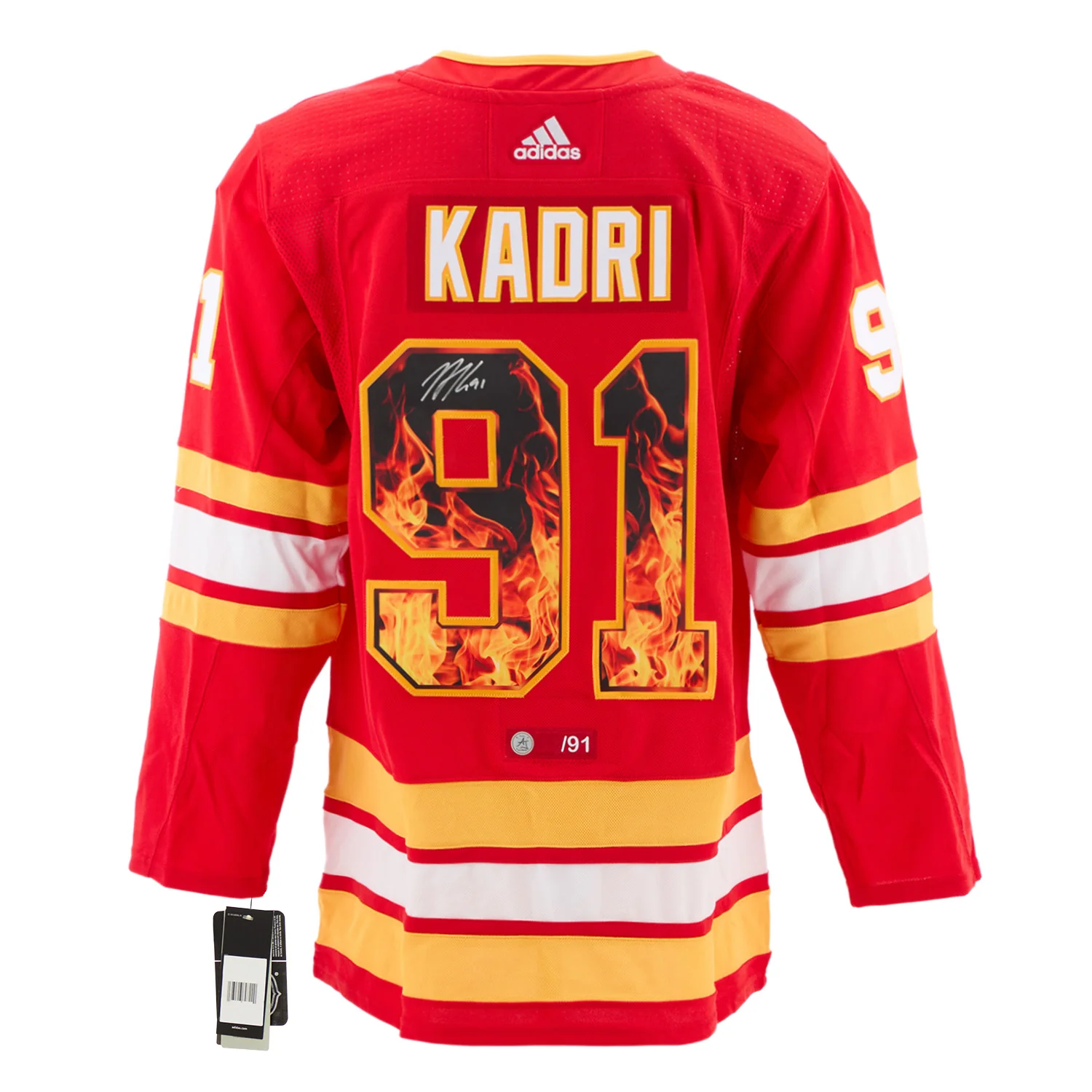 Nazem Kadri Signed Calgary Flames Roaring Fire adidas Art Jersey #/91 Nazem Kadri Jersey roaring-fire-adidas-art-91, Calgary Flames, supplier stock photo