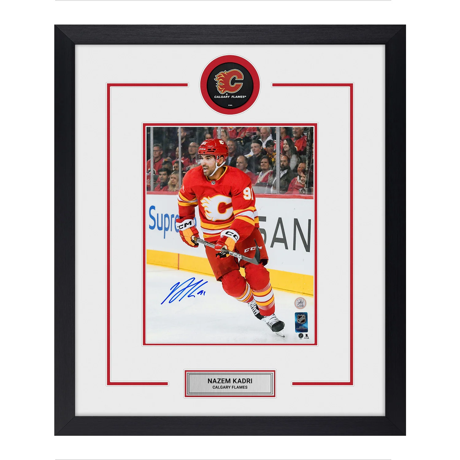 Nazem Kadri Autographed Calgary Flames Puck Logo 22x26 Frame Nazem Kadri Puck 22x26-nazem-kadri-calgary-flames-logo-frame, Calgary Flames, supplier stock photo