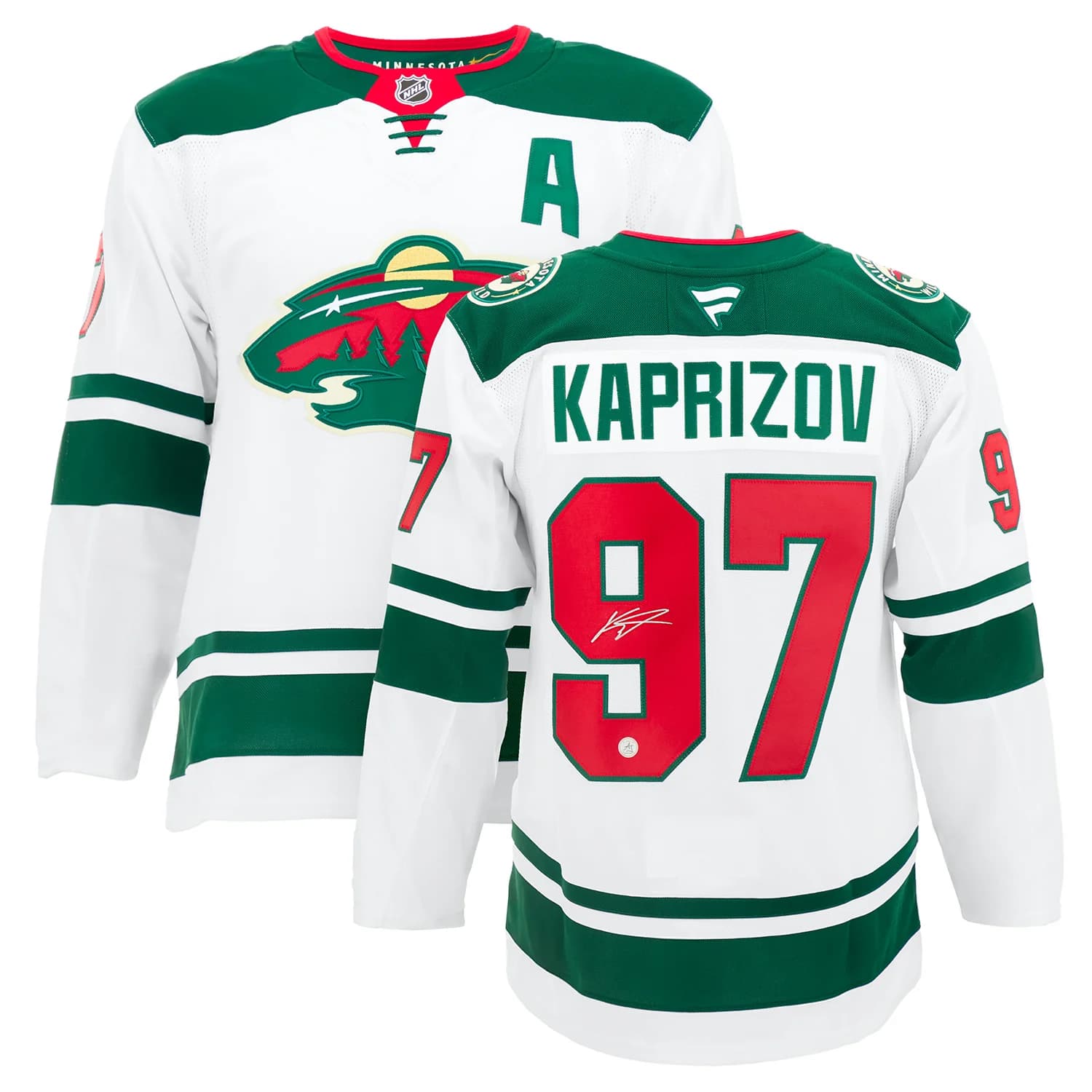 Kirill Kaprizov Signed Minnesota Wild White Fanatics Premium Jersey Kirill Kaprizov Jersey white-premium, Minnesota Wild, view 3, supplier stock photo