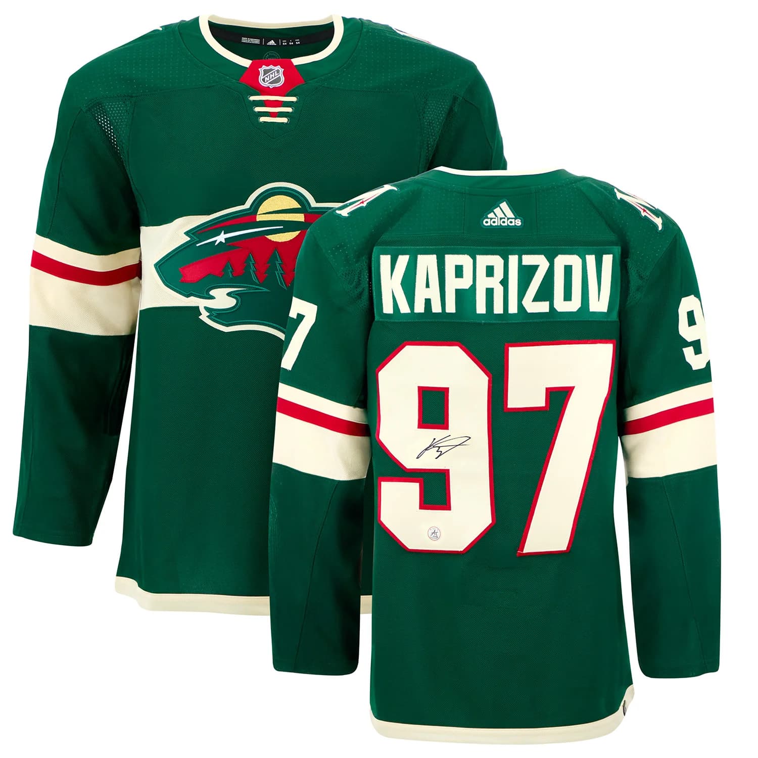 Kirill Kaprizov Autographed Minnesota Wild Green adidas Jersey Kirill Kaprizov Jersey green-adidas, Minnesota Wild, view 3, supplier stock photo