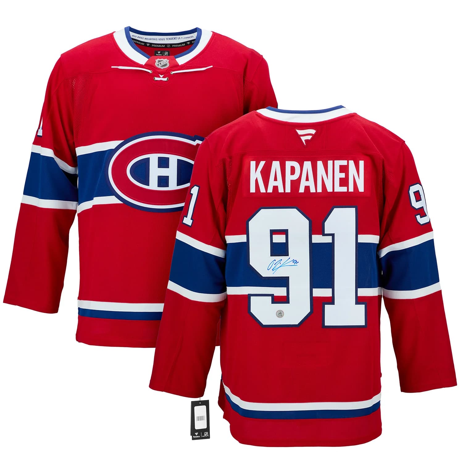 Oliver Kapanen Autographed Montreal Canadiens Fanatics Premium Jersey Oliver Kapanen Jersey premium, Montreal Canadiens, view 2, supplier stock photo