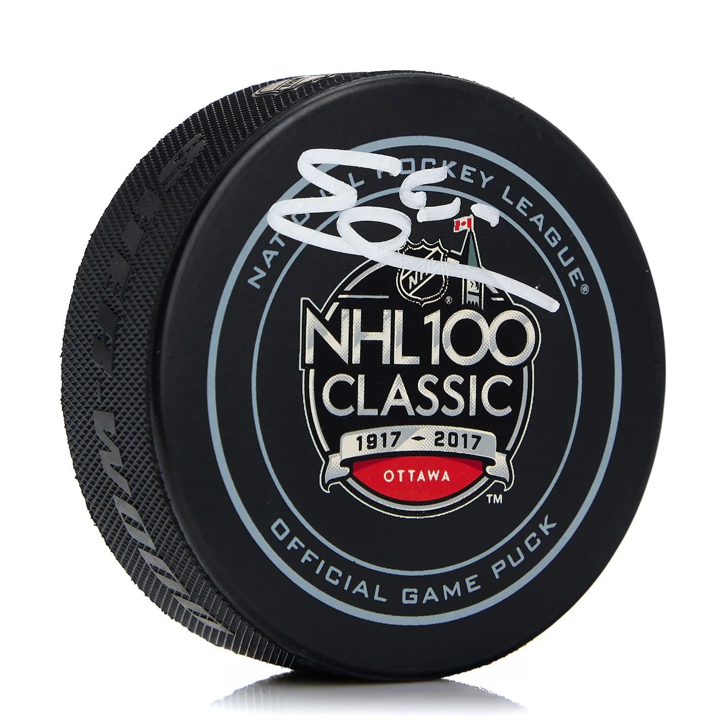Erik Karlsson Signed Ottawa Senators NHL 100 Classic Official Game Puck Erik Karlsson Puck nhl-100-classic-game, Ottawa Senators, supplier stock photo