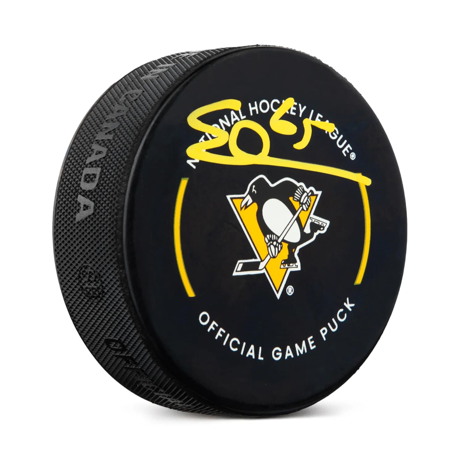Erik Karlsson Signed Pittsburgh Penguins Official Game Puck Erik Karlsson Puck game, Pittsburgh Penguins, supplier stock photo
