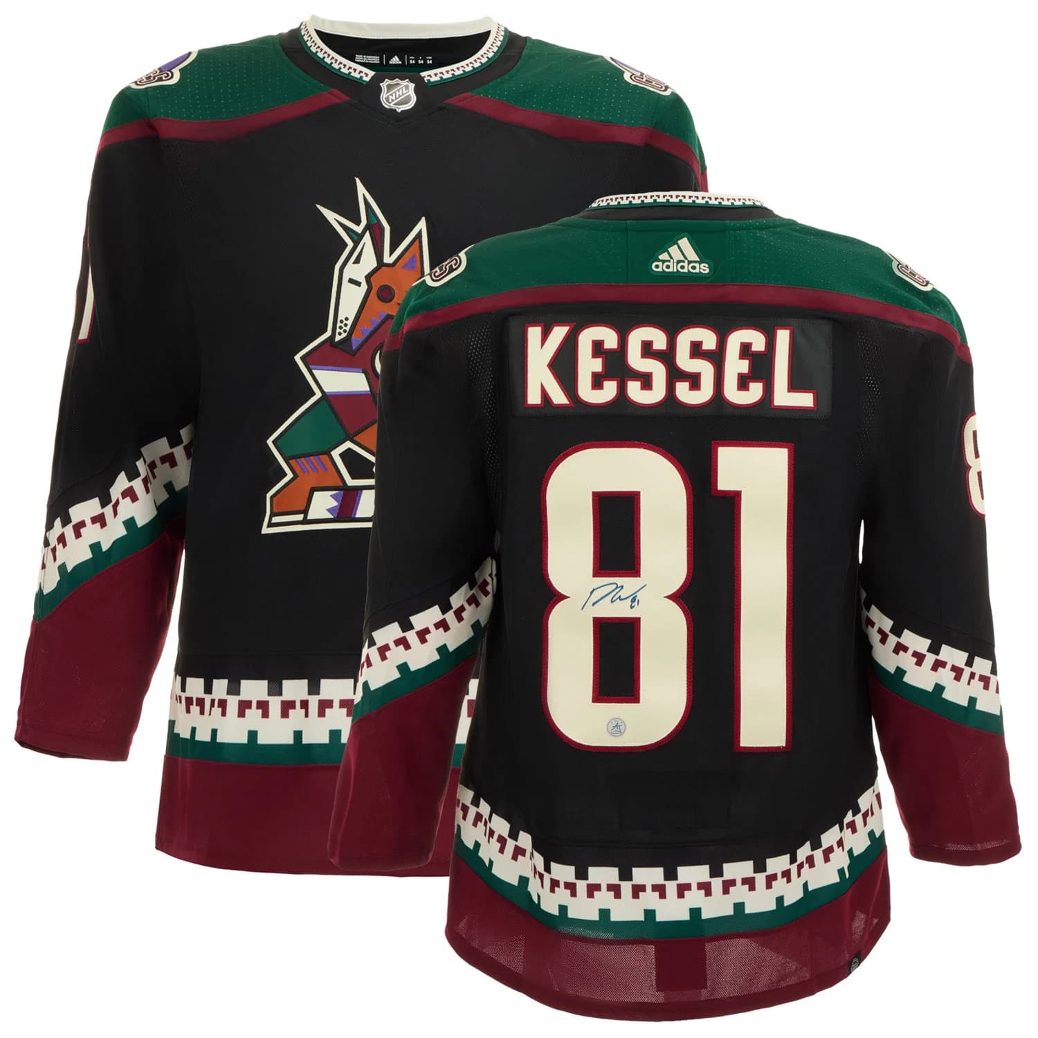 Phil Kessel Signed Arizona Coyotes Black Kachina adidas Jersey Phil Kessel Jersey black-kachina-adidas, Arizona Coyotes, view 3, supplier stock photo