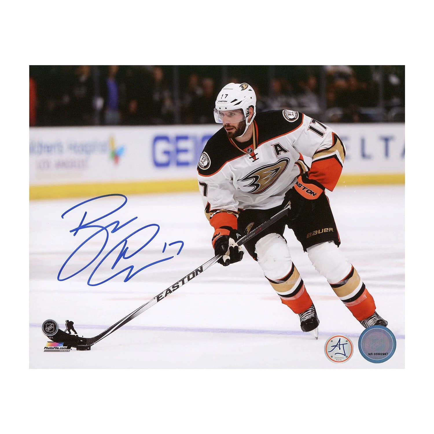 Ryan Kesler Autographed Anaheim Ducks Puck Rush 8x10 Photo Ryan Kesler Puck 8x10-rush, Anaheim Ducks, supplier stock photo
