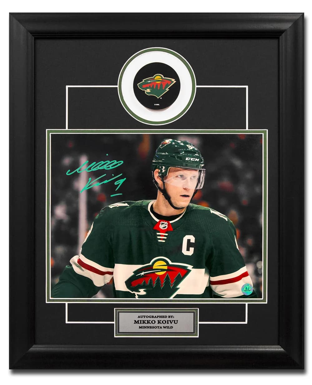 Mikko Koivu Minnesota Wild Autographed Hockey Close-Up 20x24 Puck Frame Mikko Koivu Puck 20x24-hockey-close-up-frame, Minnesota Wild, supplier stock photo