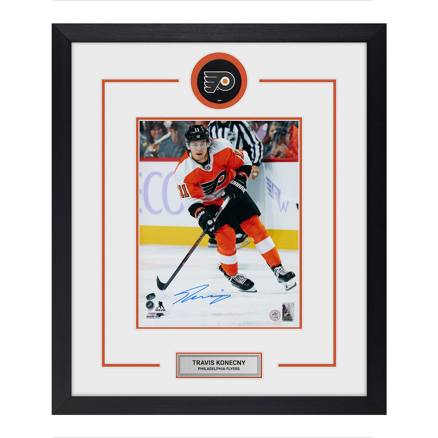 Travis Konecny Autographed Philadelphia Flyers Puck Logo 23x27 Frame Travis Konecny Puck 23x27-logo-frame, Philadelphia Flyers, supplier stock photo