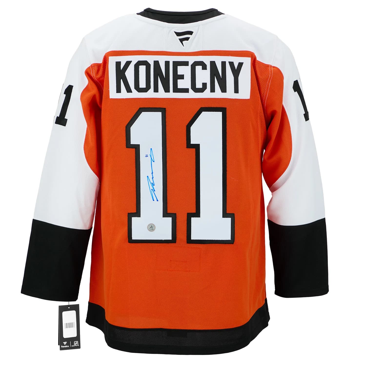 Travis Konecny Autographed Philadelphia Flyers Fanatics Premium Jersey Travis Konecny Jersey premium, Philadelphia Flyers, supplier stock photo