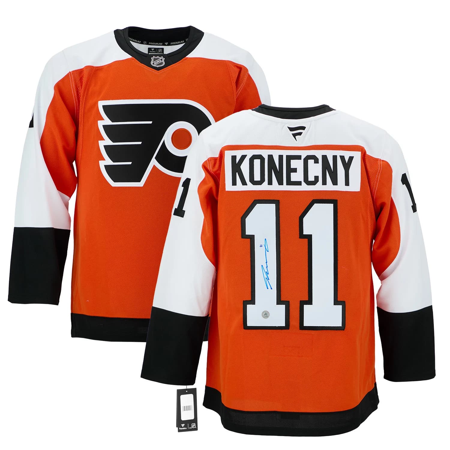 Travis Konecny Autographed Philadelphia Flyers Fanatics Premium Jersey Travis Konecny Jersey premium, Philadelphia Flyers, view 3, supplier stock photo
