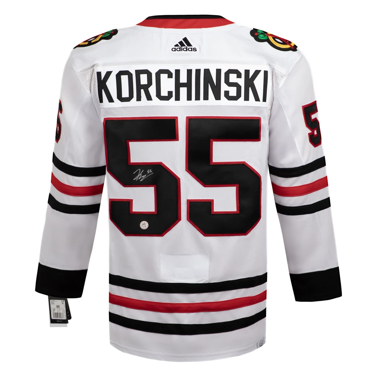Kevin Korchinski Signed Chicago Blackhawks White adidas Jersey Kevin Korchinski Jersey white-adidas, Chicago Blackhawks, supplier stock photo