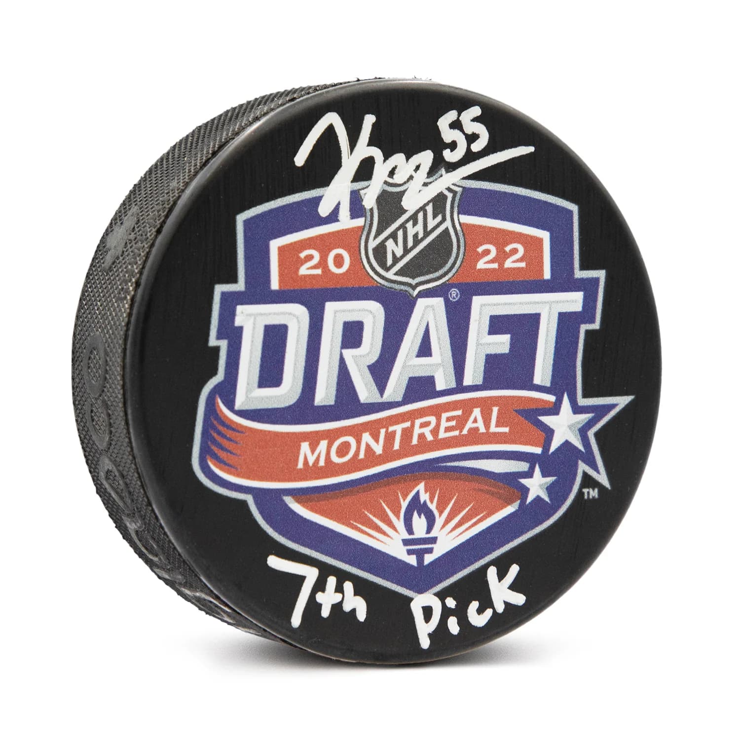 Kevin Korchinski Signed 2022 NHL Entry Draft Puck with 7th Pick Note Kevin Korchinski Puck 2022-nhl-entry-draft-7th-pick, supplier stock photo