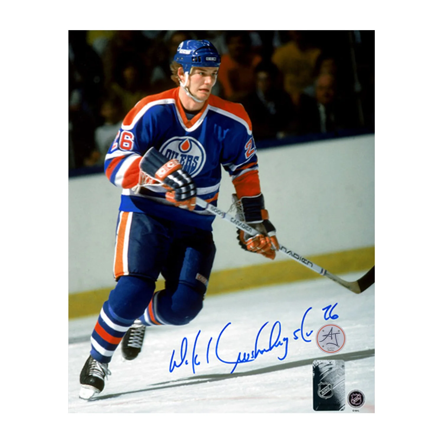 Mike Krushelnyski Autographed Edmonton Oilers Hockey 8x10 Photo Mike Krushelnyski Photo 8x10-hockey, Edmonton Oilers, supplier stock photo